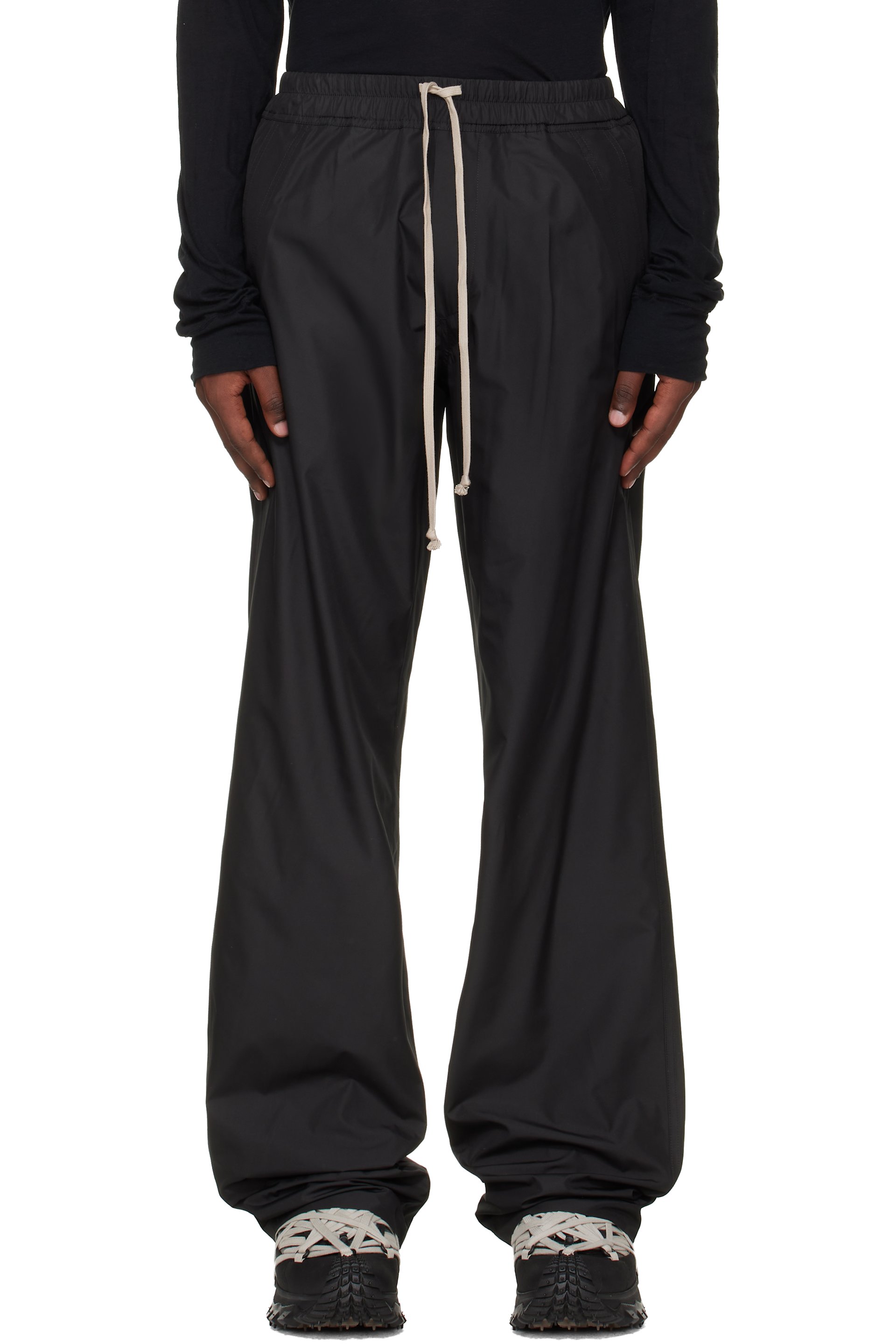 Rick Owens - Moncler + Rick Owens Black Drawstring Trousers