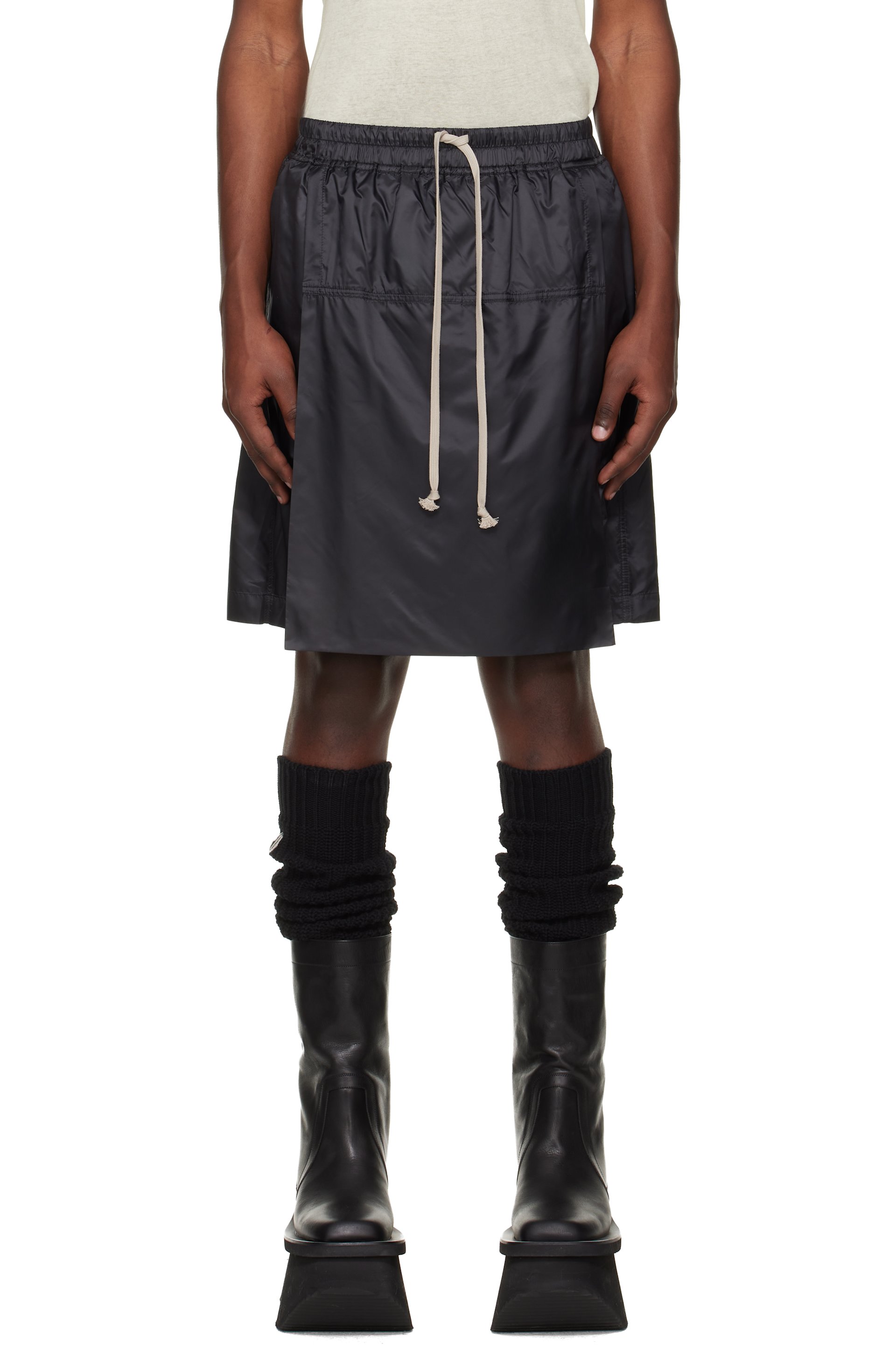 Rick Owens - Moncler + Rick Owens Black Kilt Shorts