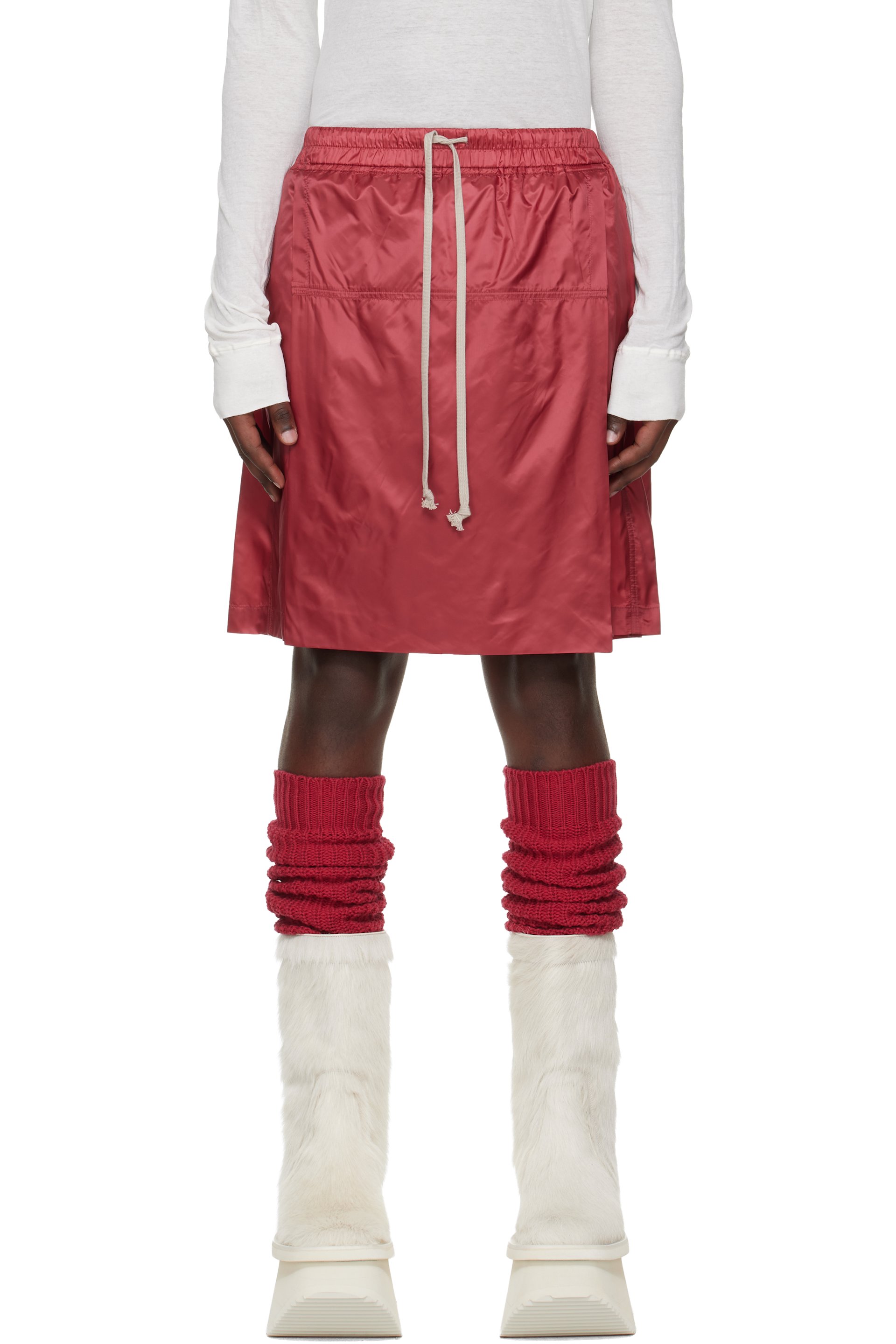 Rick Owens - Moncler + Rick Owens Red Kilt Shorts