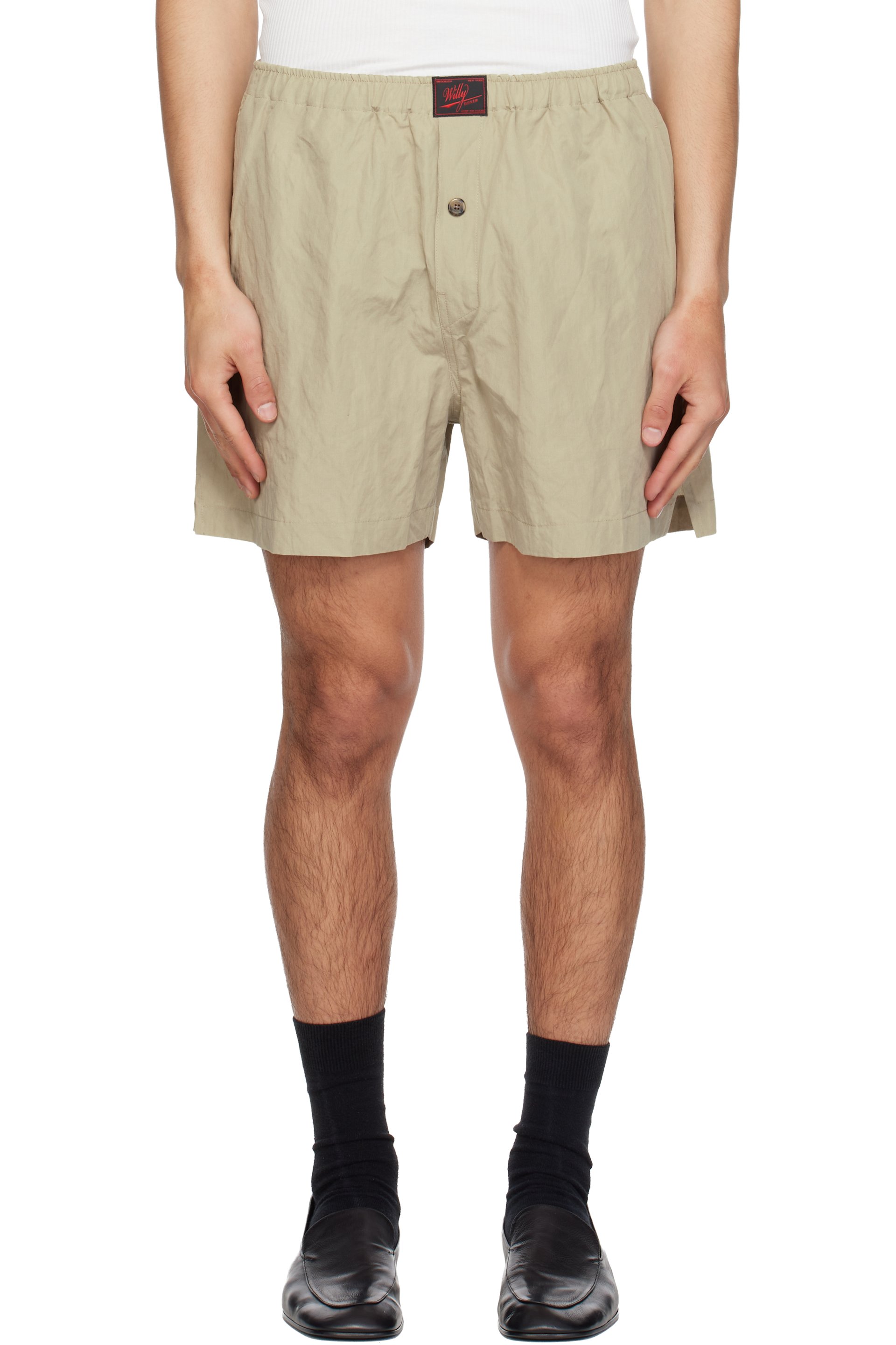 WILLY CHAVARRIA - Short boxeur Willy taupe en popeline