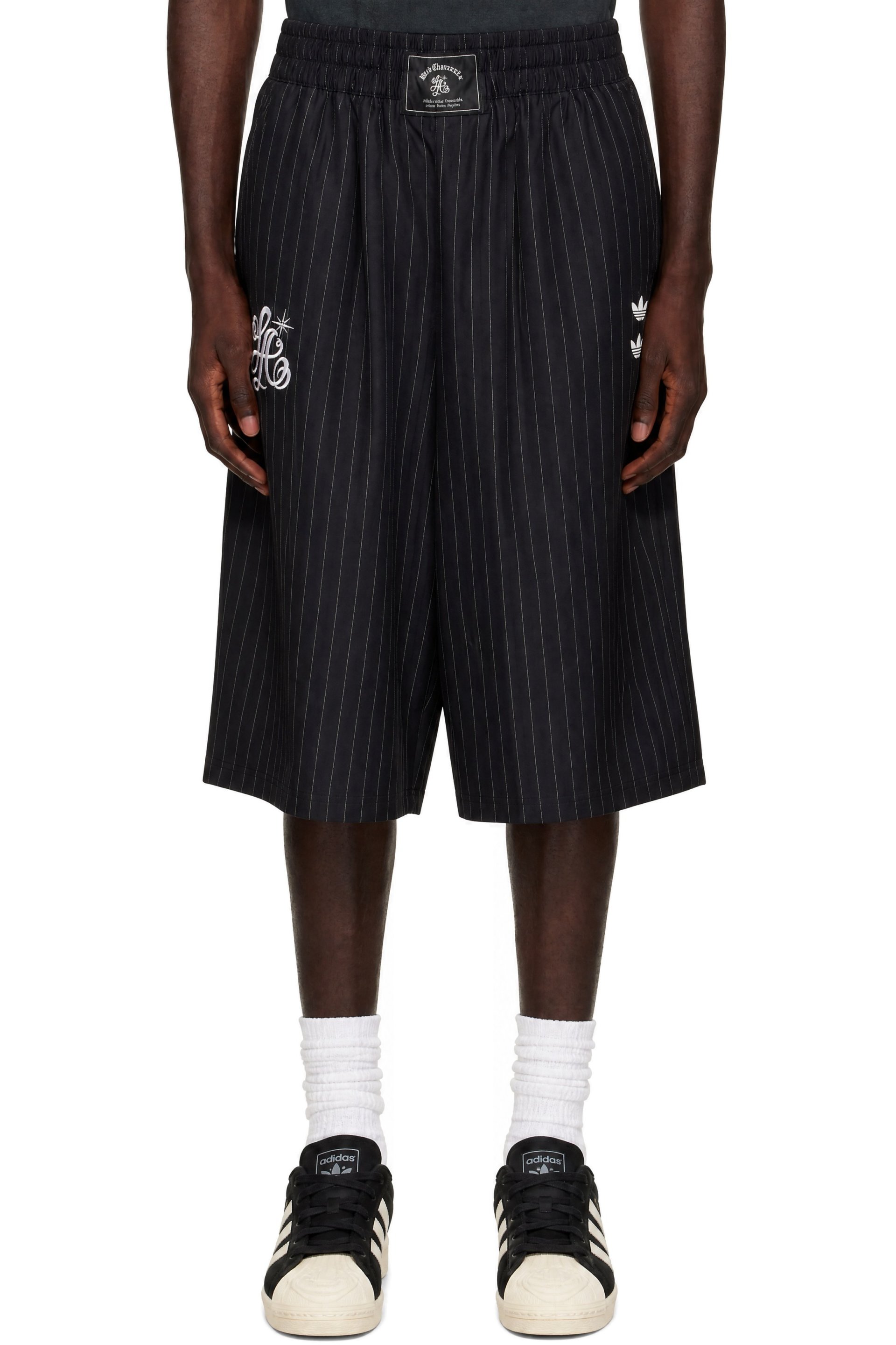 WILLY CHAVARRIA - Black adidas Originals Edition Chavarria Pinstripe Shorts
