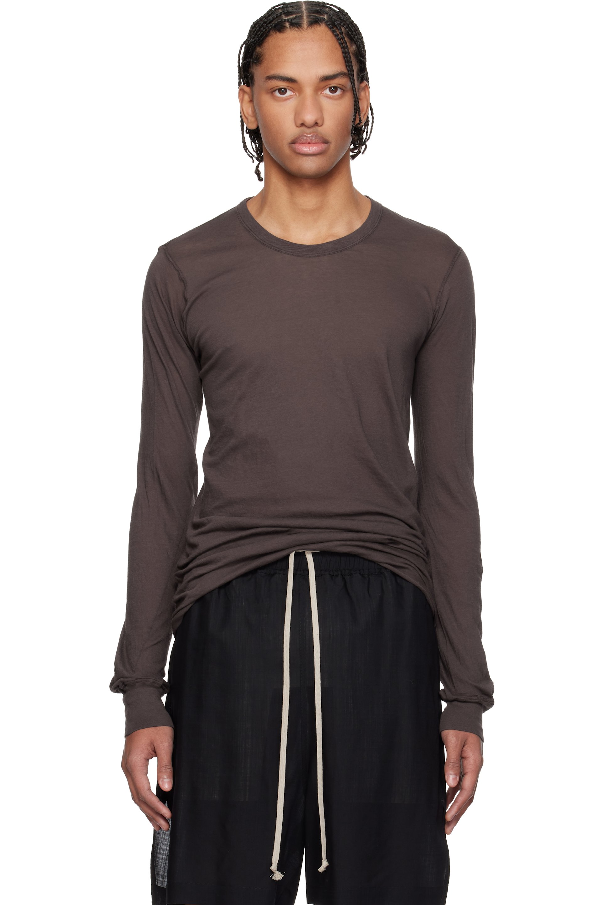 Rick Owens - Brown Temple Basic LS T-shirt