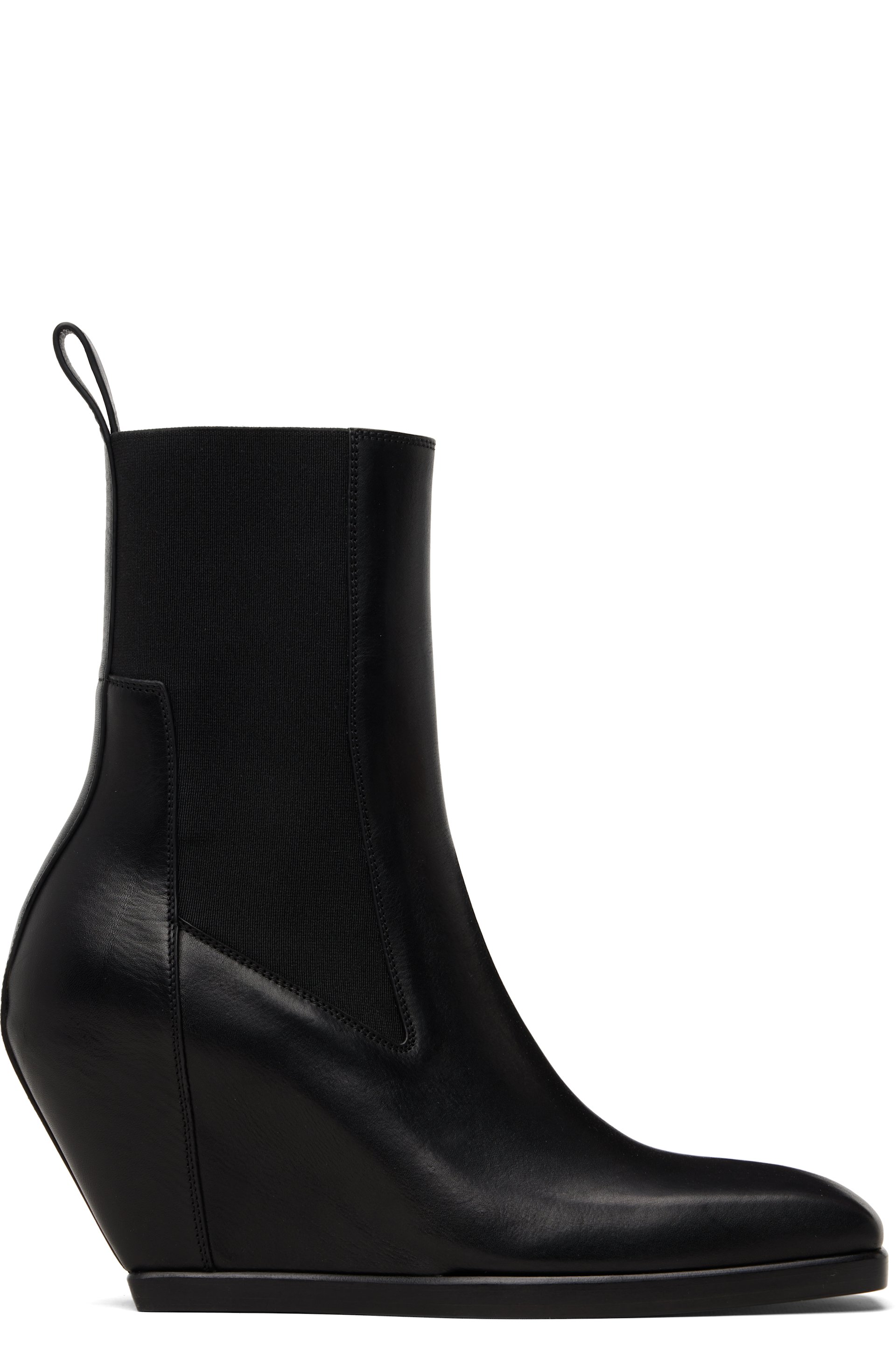 Rick Owens - Black Temple Wedge Heeled Sliver Chelsea Boots