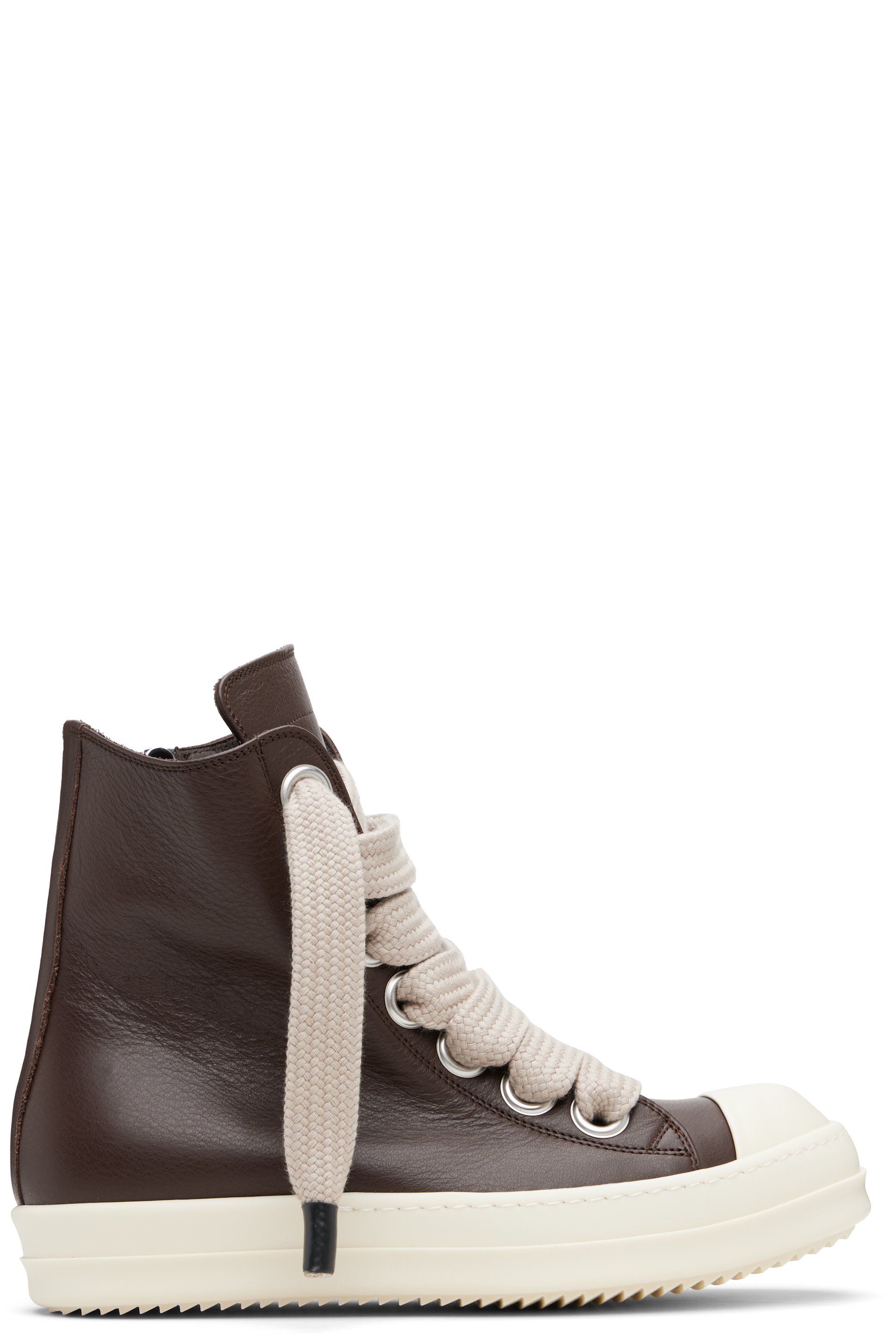 Rick Owens: Brown Temple Jumbolace Sneakers | SSENSE Rick Owens: Brown Temple Jumbolace Sneakers | SSENSE