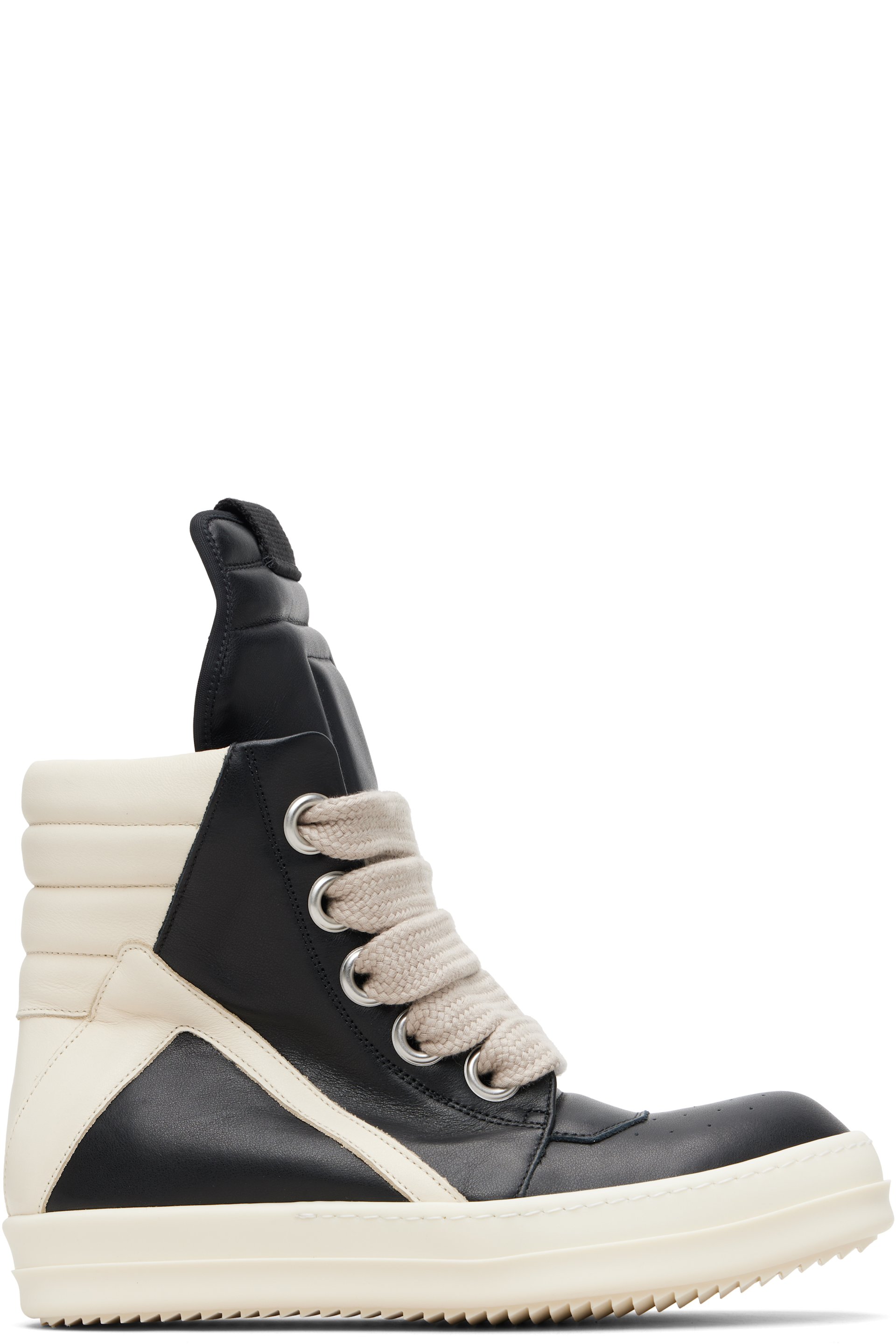 Rick Owens: Black Temple Jumbolace Geobasket Sneakers | SSENSE