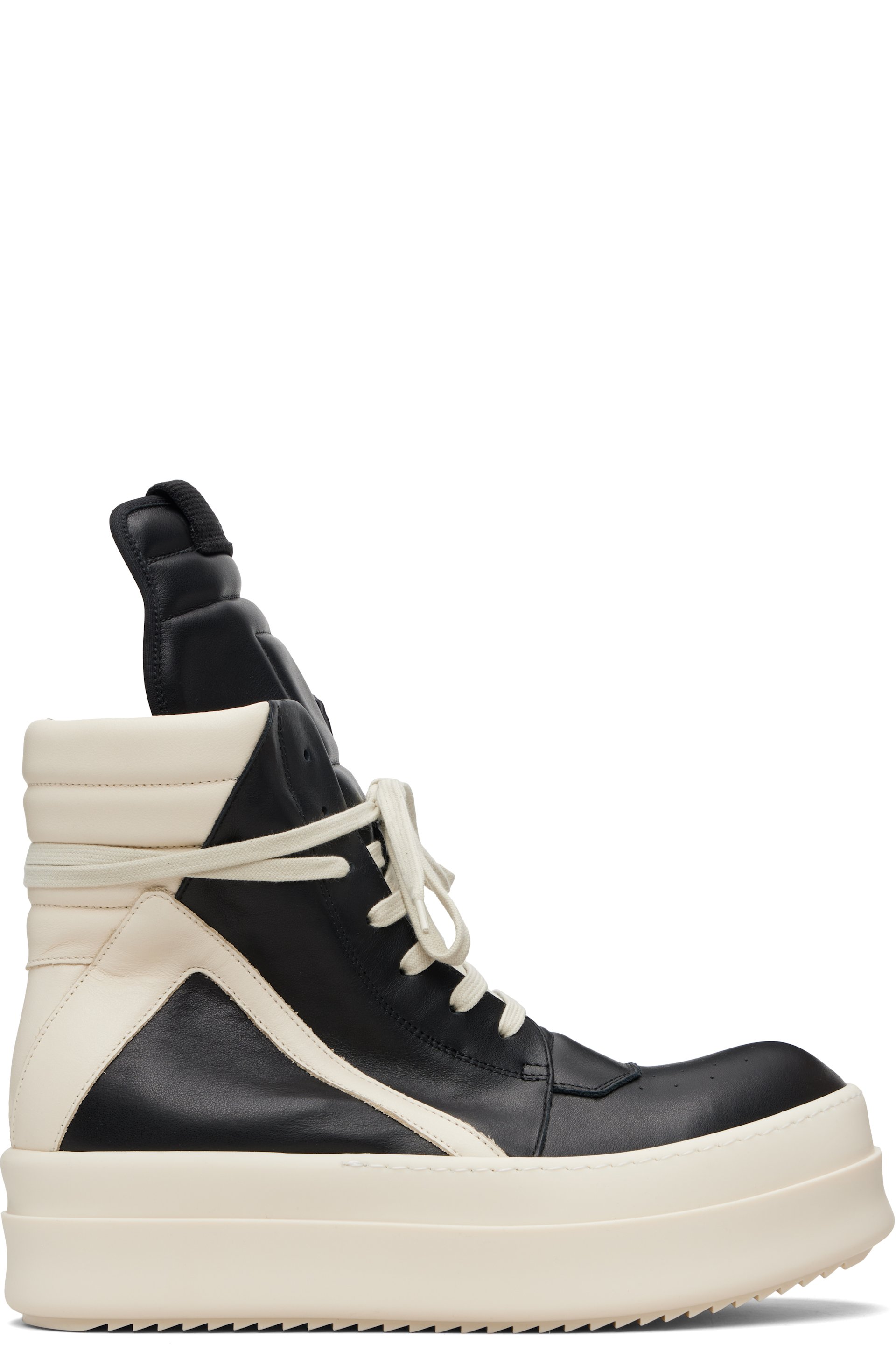 Rick Owens: Black Temple Mega Bumper Geobasket Sneakers | SSENSE