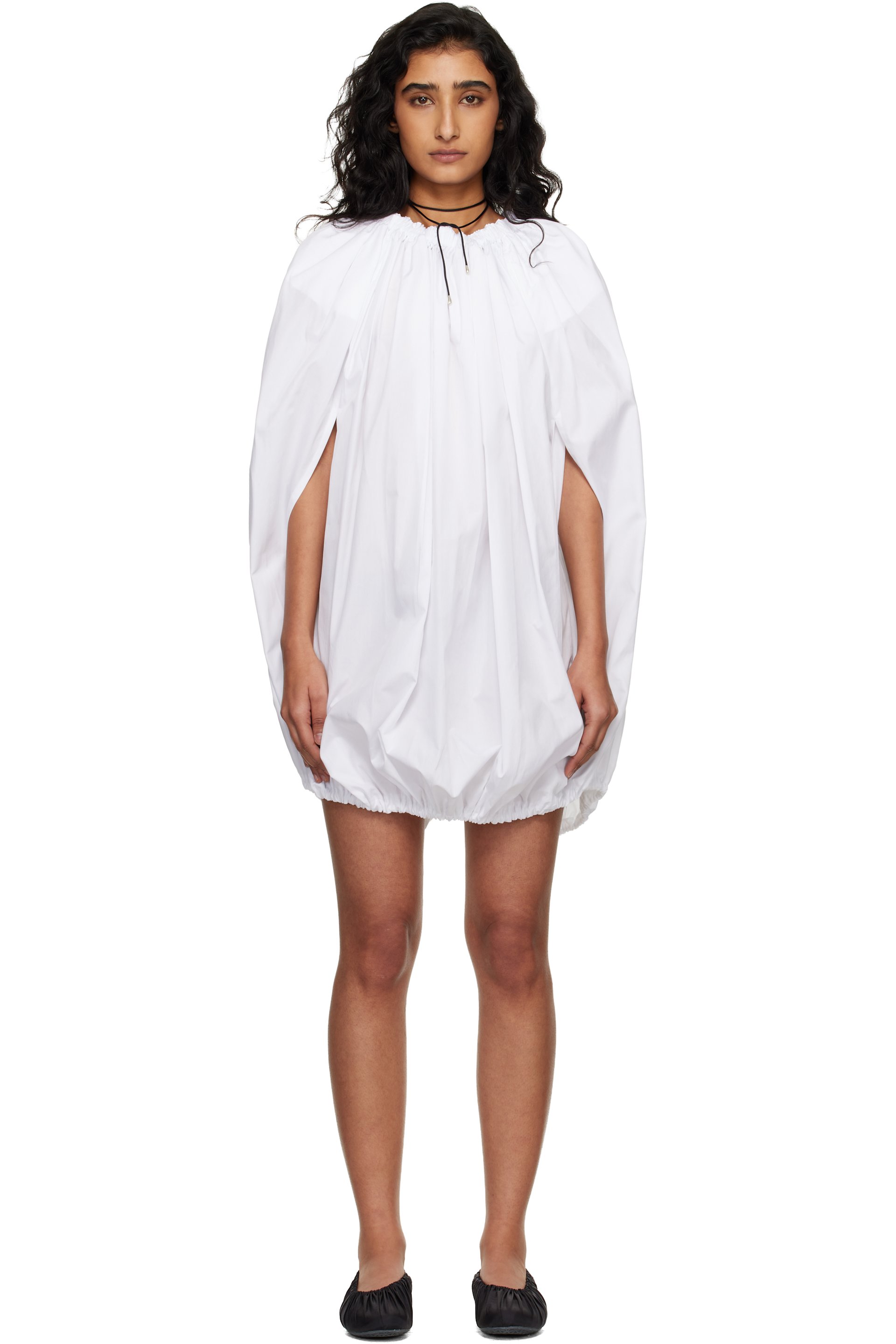 Comme des Garçons - Robe midi blanche en popeline fine de coton