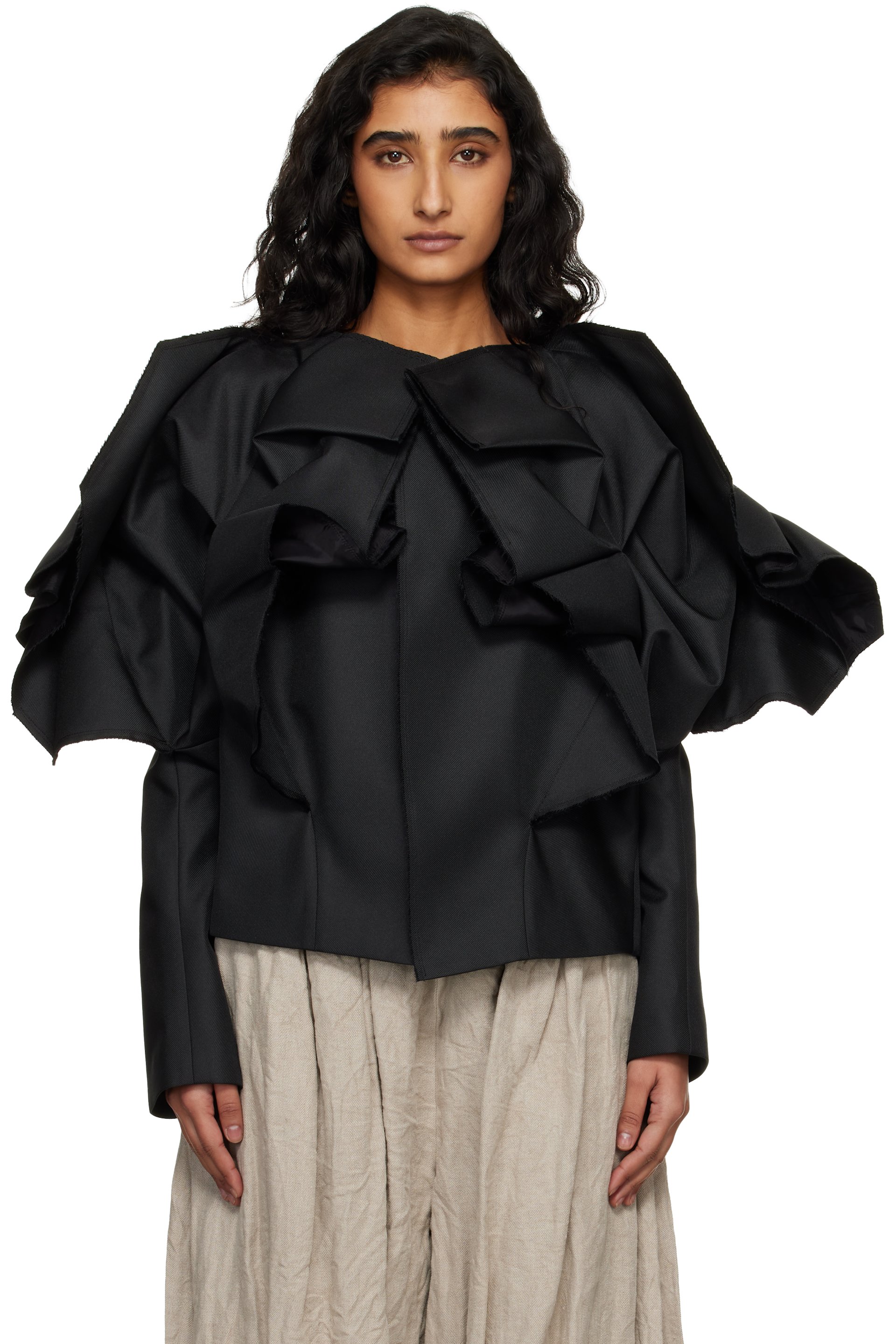 Comme des Garçons - Blouson noir à volants