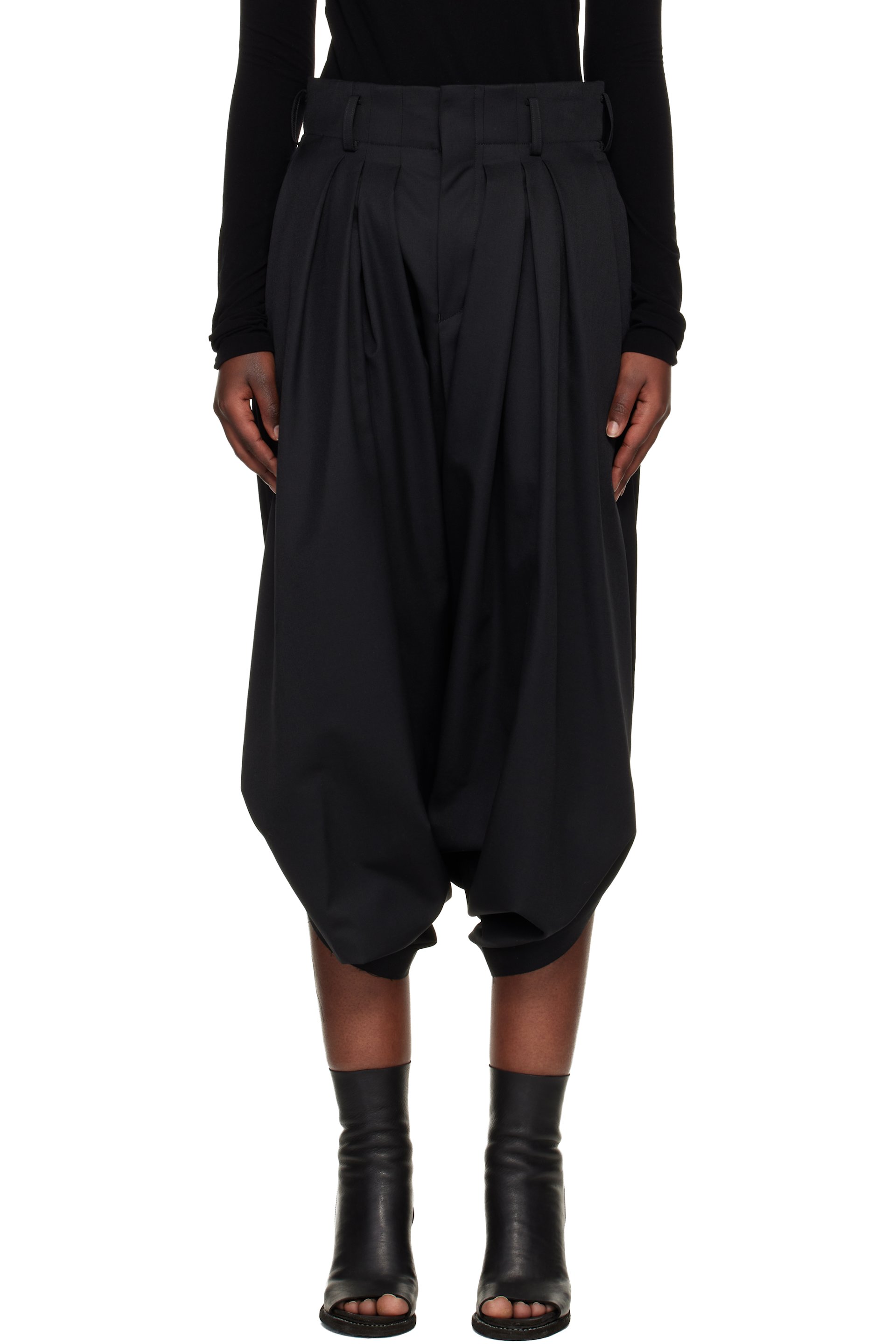 Comme des Garçons - Pantalon noir en gabardine de laine et polyester