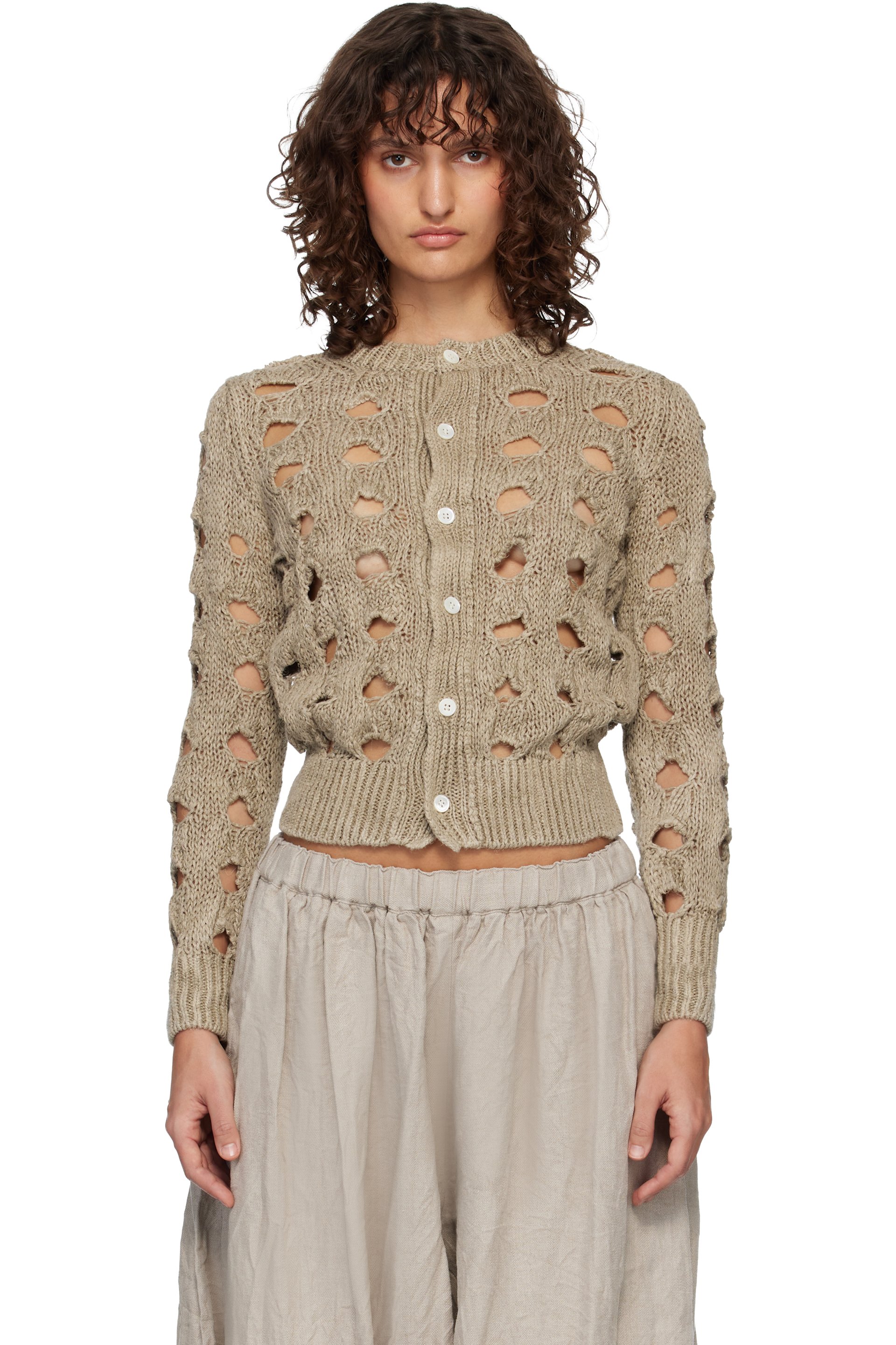 Comme des Garçons - Cardigan beige en chanvre