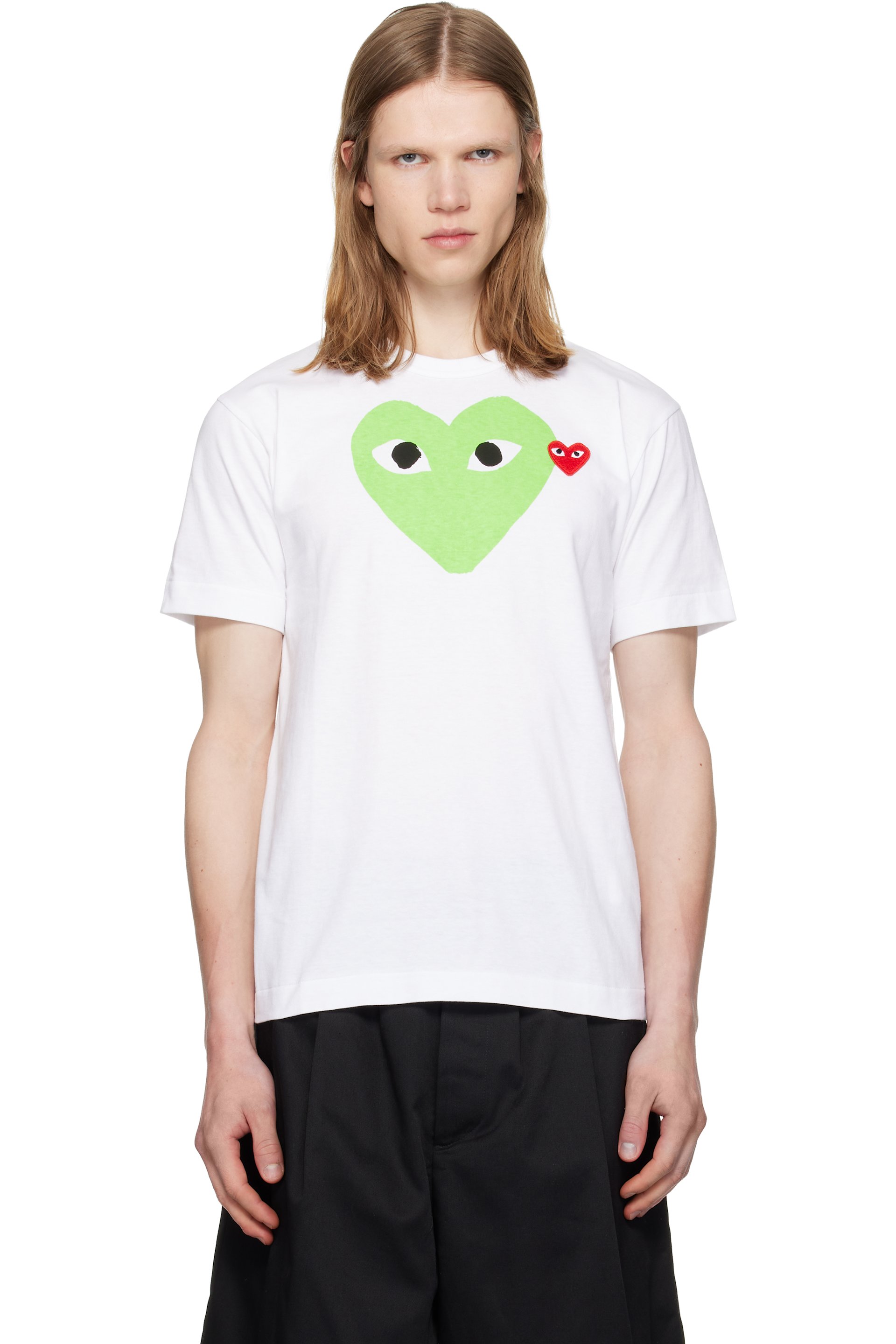 COMME des GARÇONS PLAY - White 'Green Heart' T-shirt
