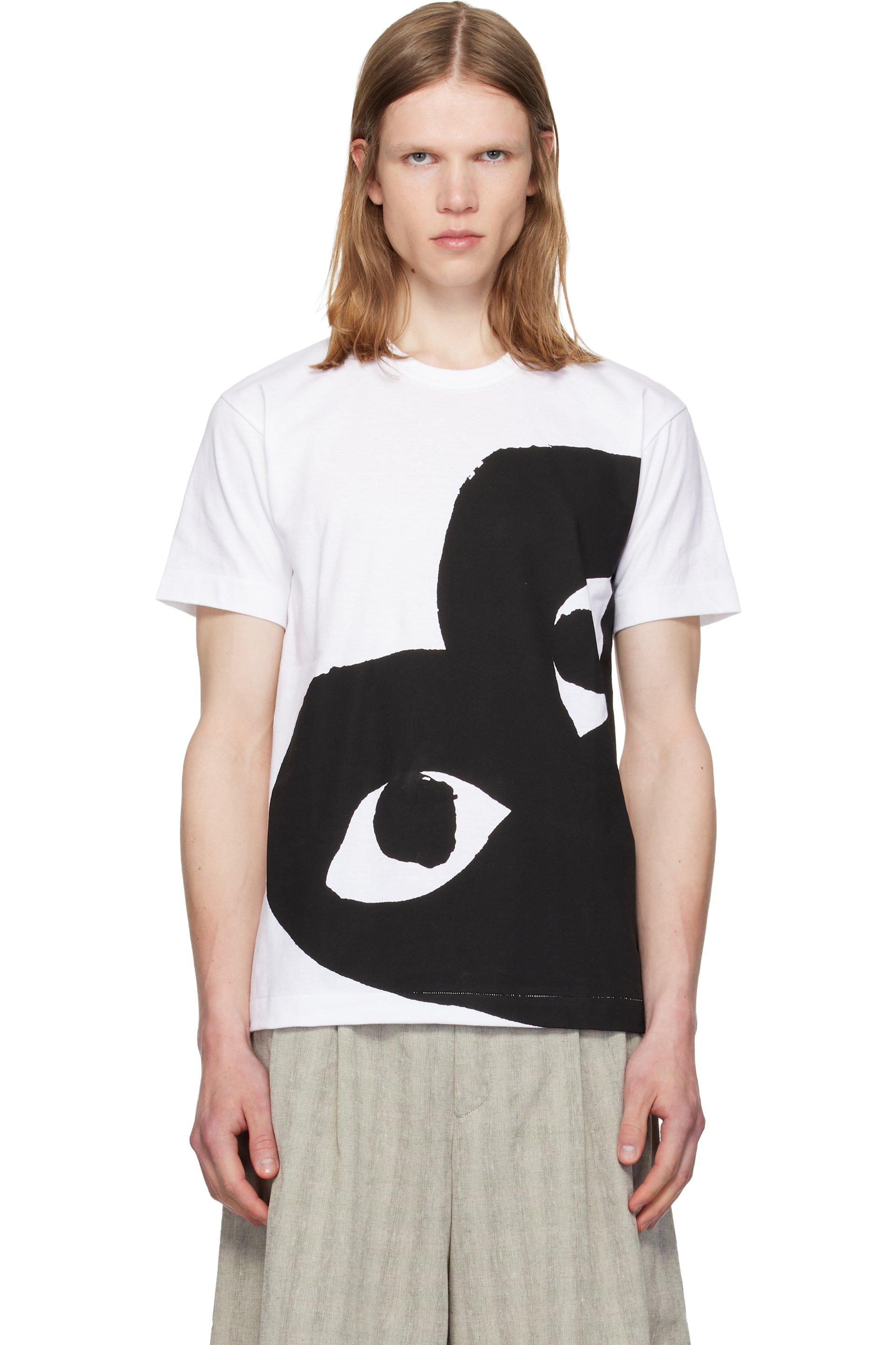COMME des GARÇONS PLAY - White 'Big Black Heart' T-shirt