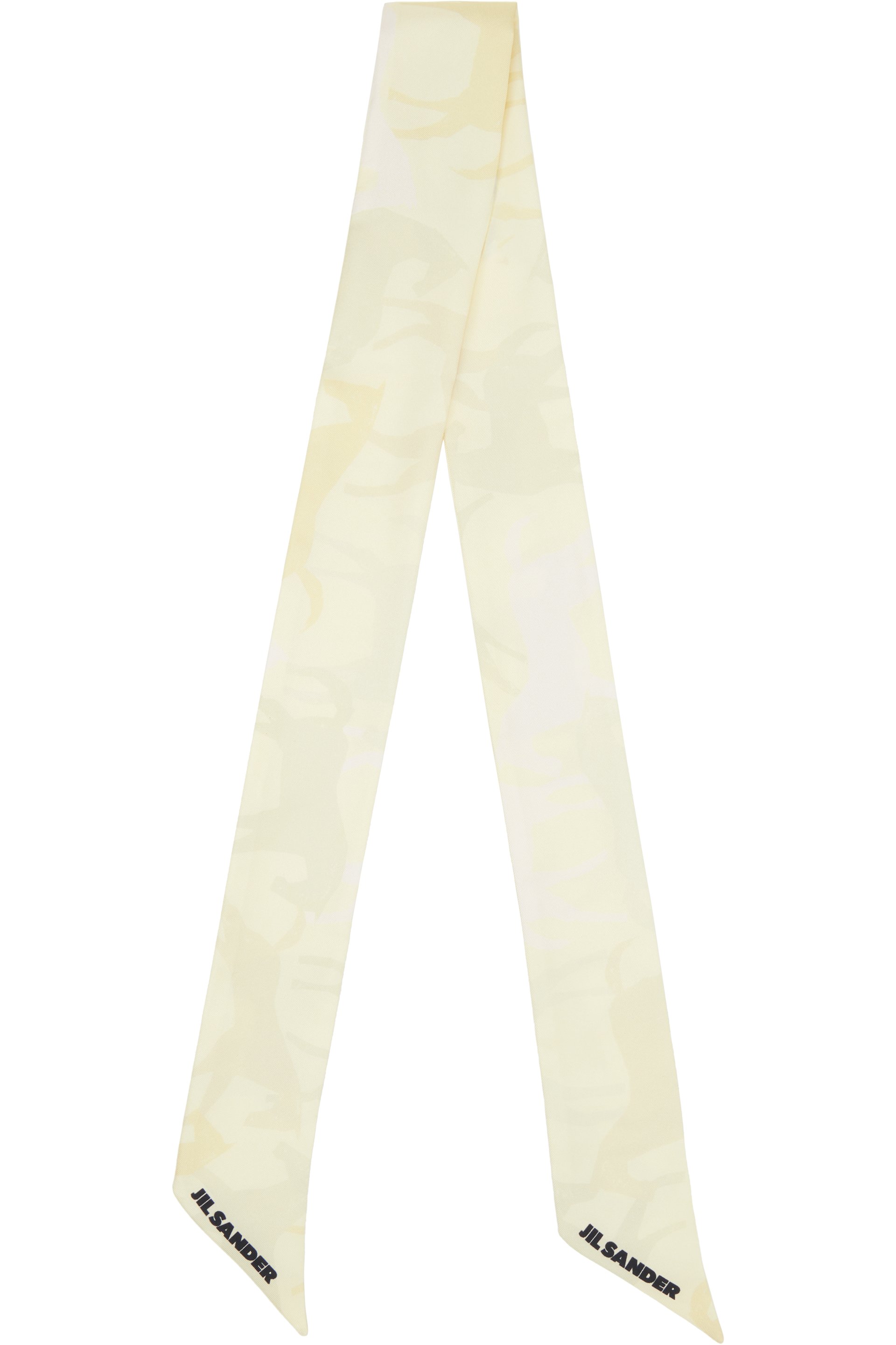 Jil Sander - Foulard blanc cassé en soie à motif graphique imprimé