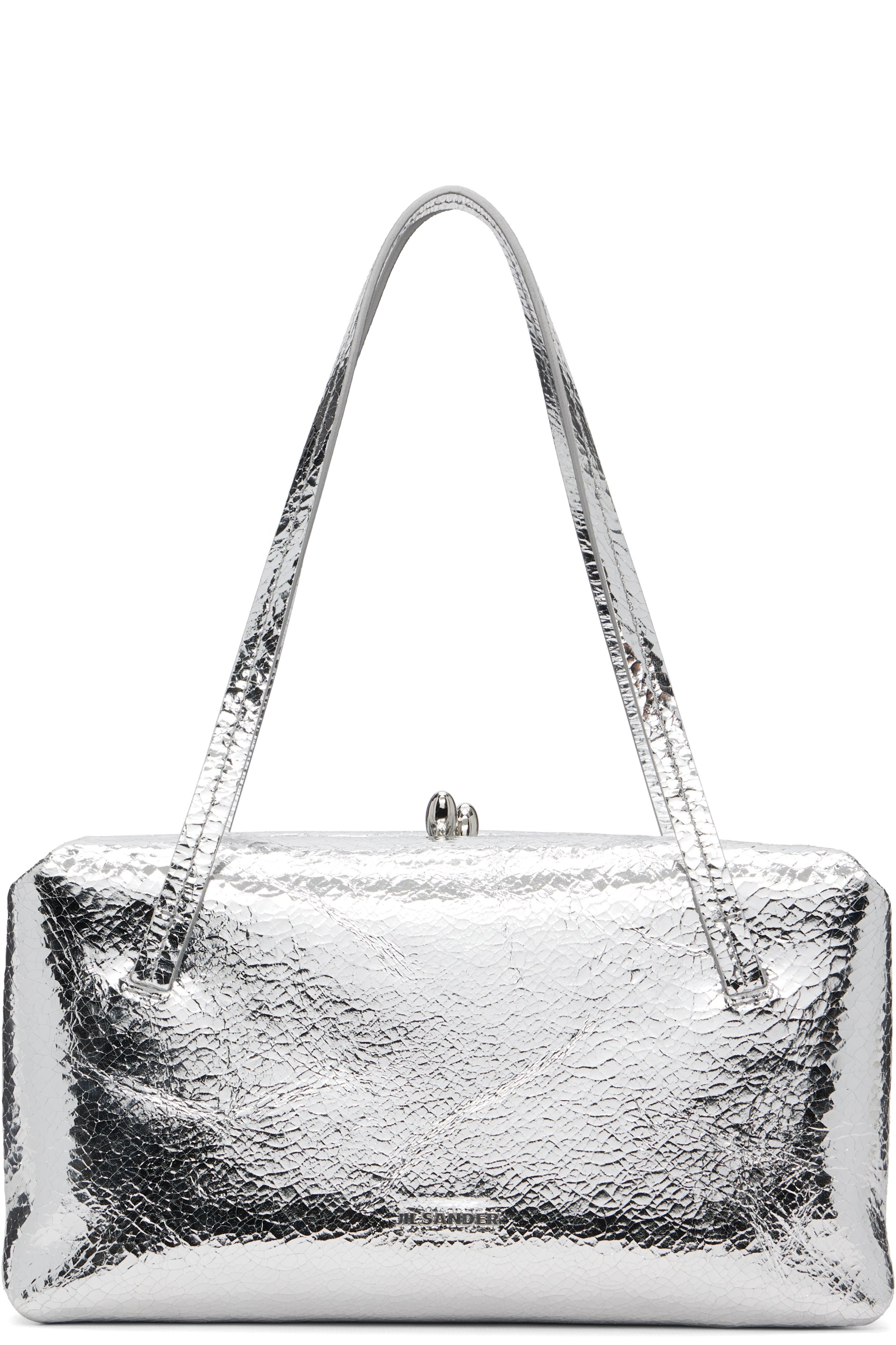 Jil Sander - Petit sac Pillow argenté à fermoir Goji