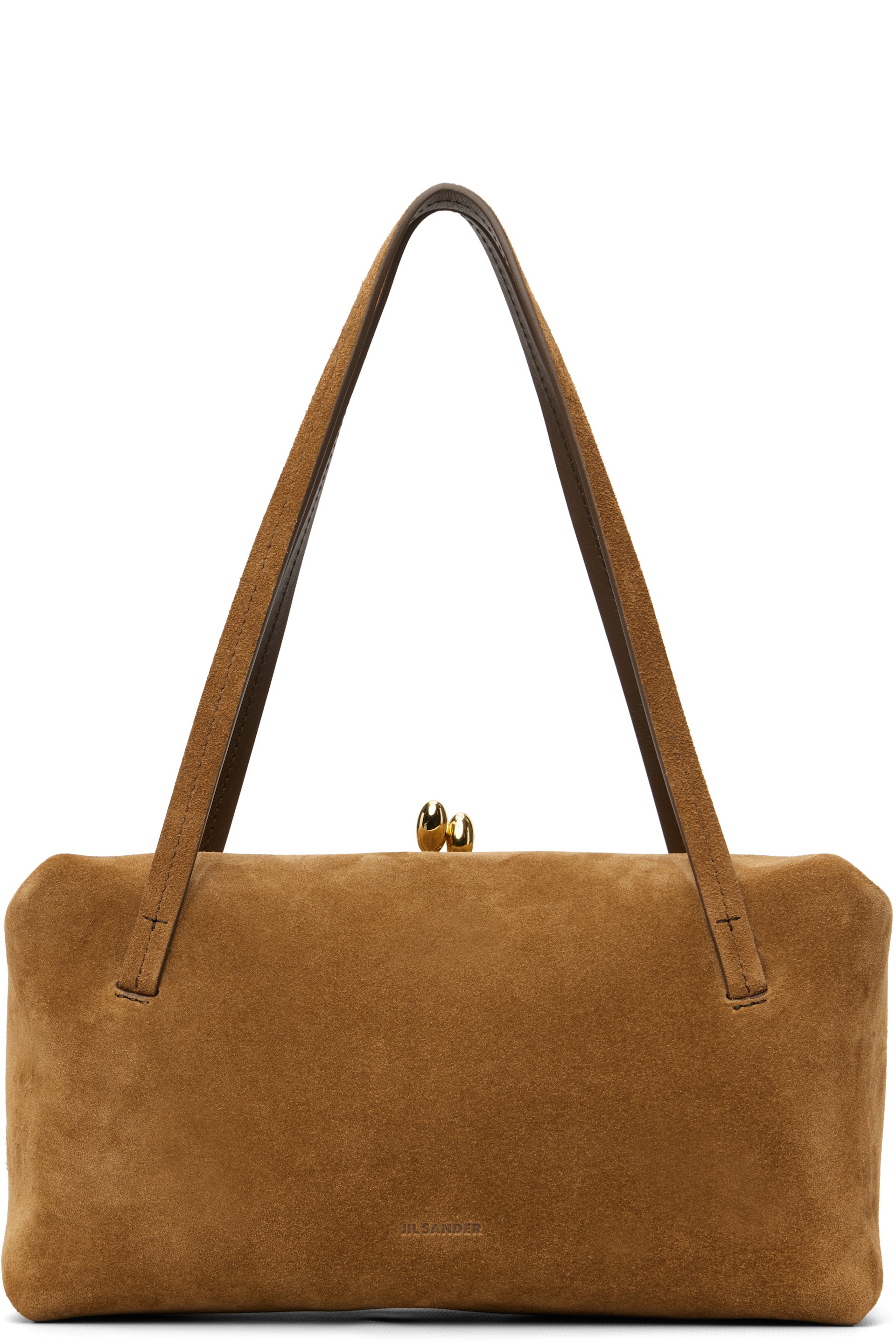 Jil Sander - Petit sac rembourré brun clair à fermoir Goji