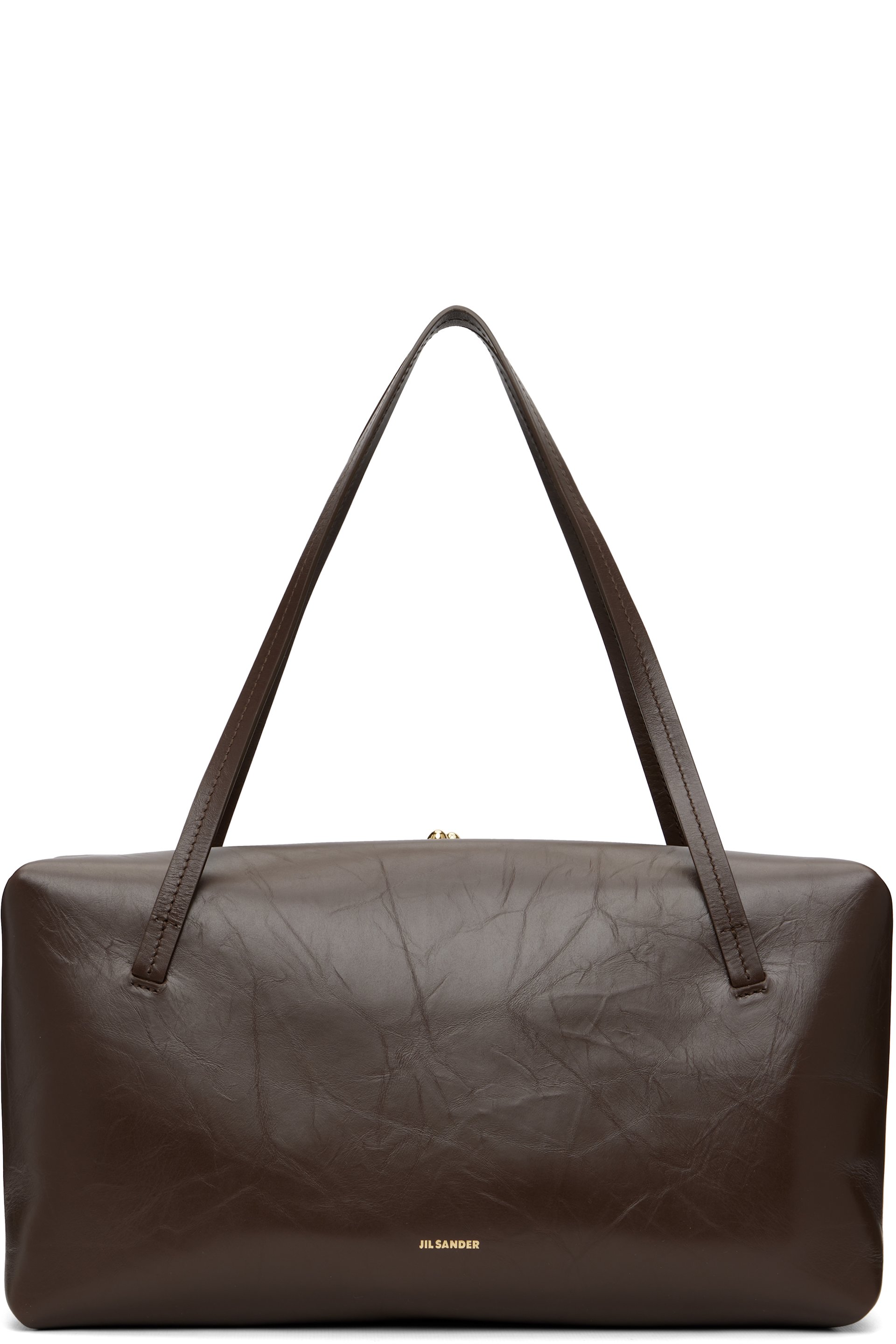 Jil Sander - Moyen sac structuré bourgogne à fermoir Goji