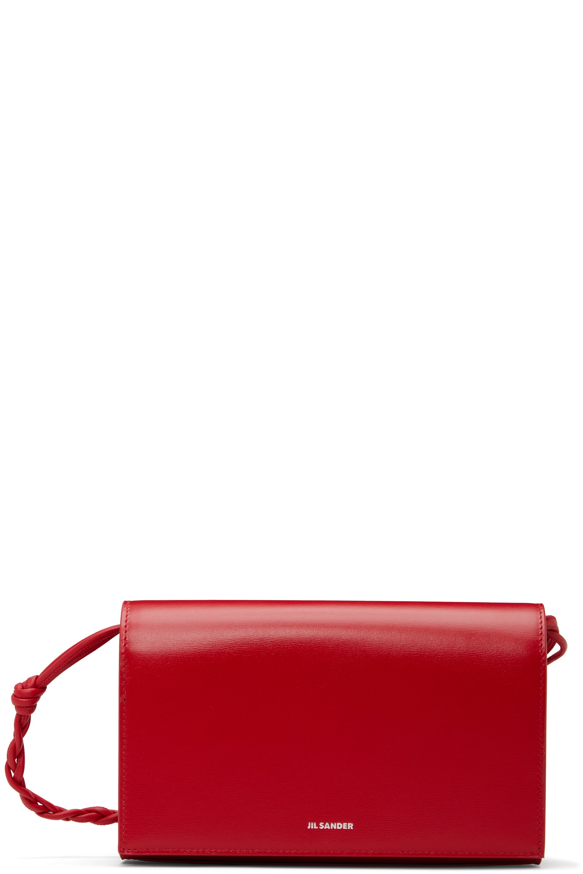 Jil Sander - Sac portefeuille rouge à bandoulière nouée