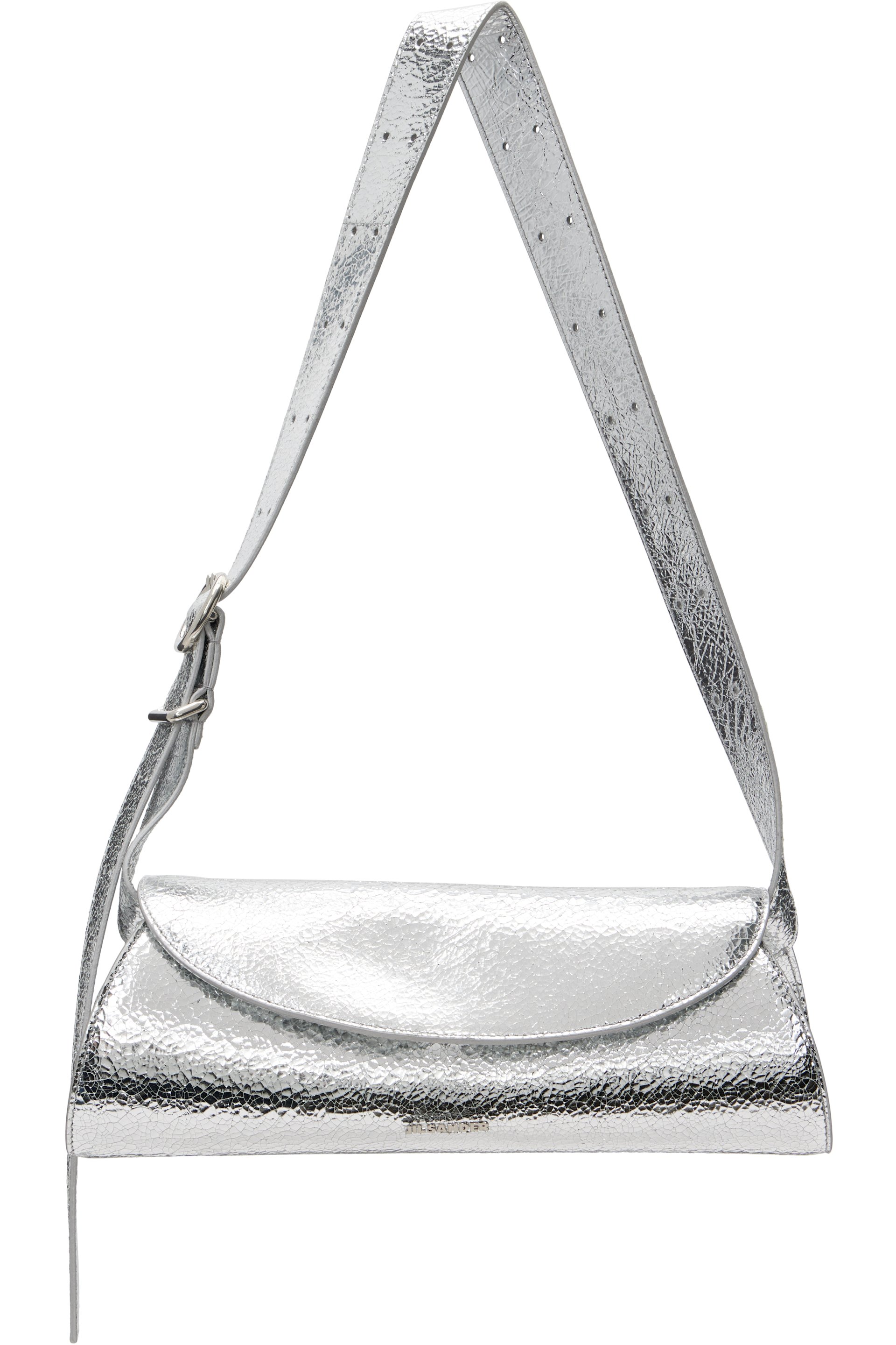 Jil Sander - Petit sac argenté à boucle Cannolo