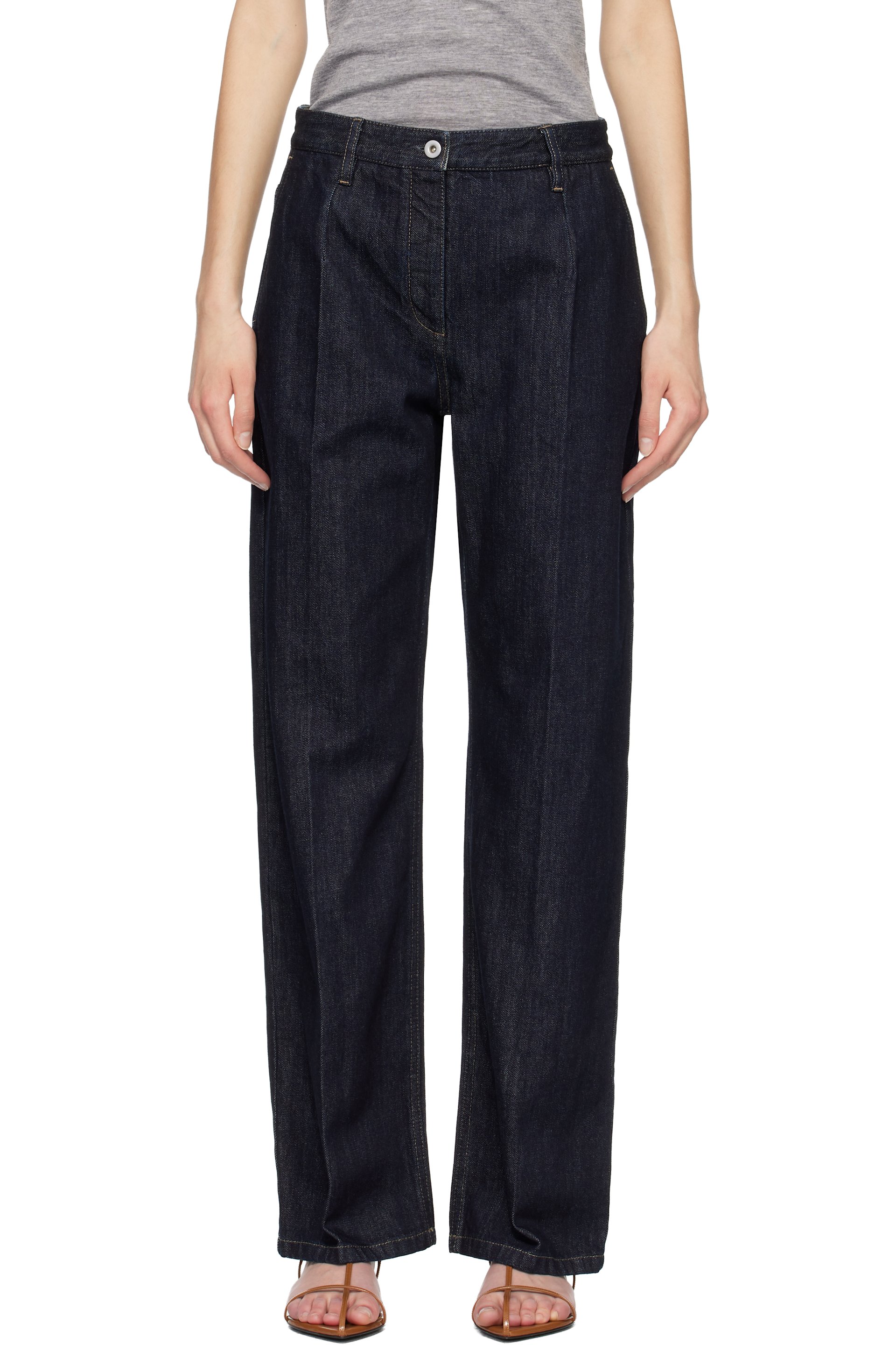 Jil Sander - Jean droit bleu marine