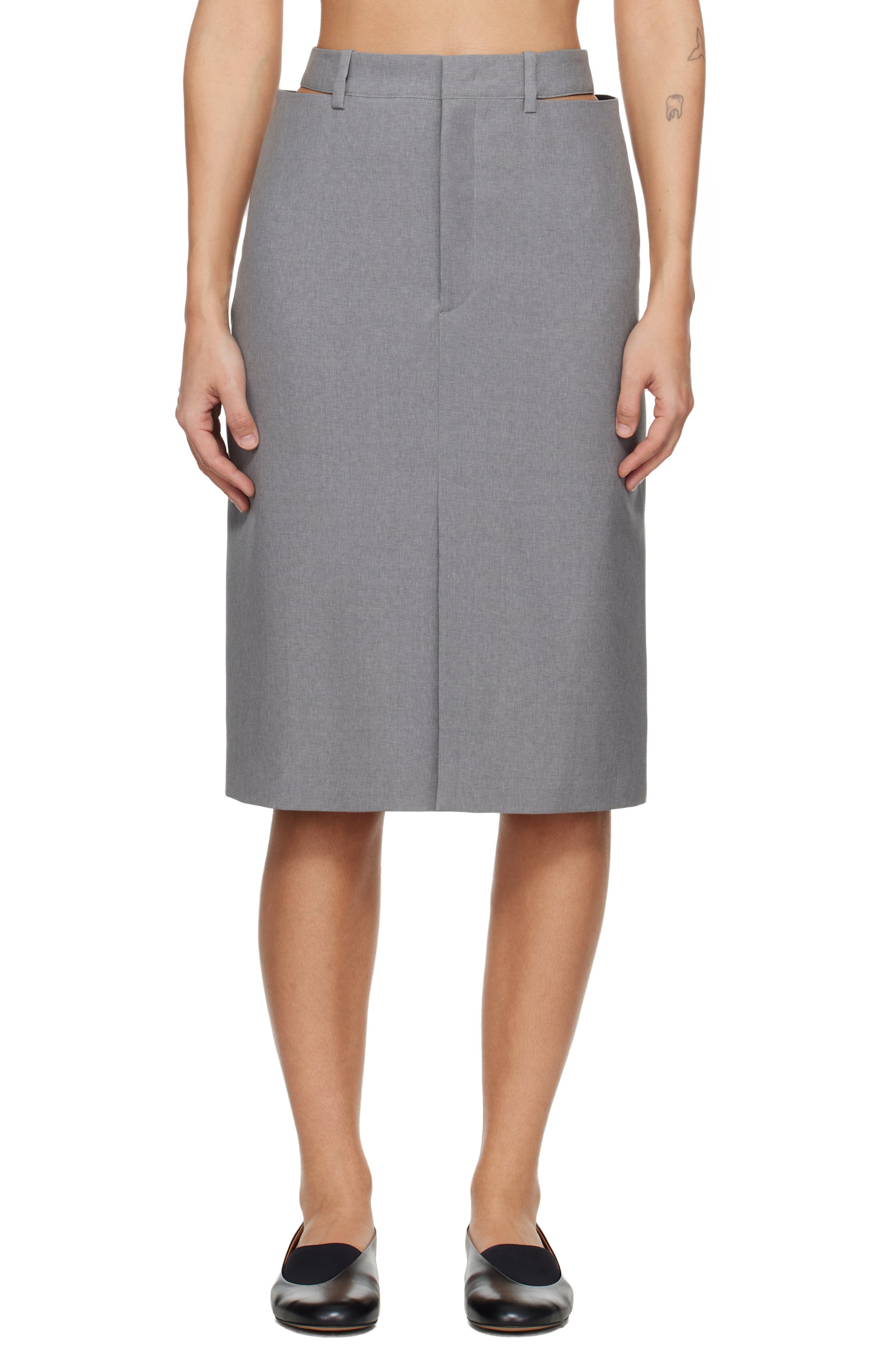 Jil Sander - Gray Wool Midi Skirt