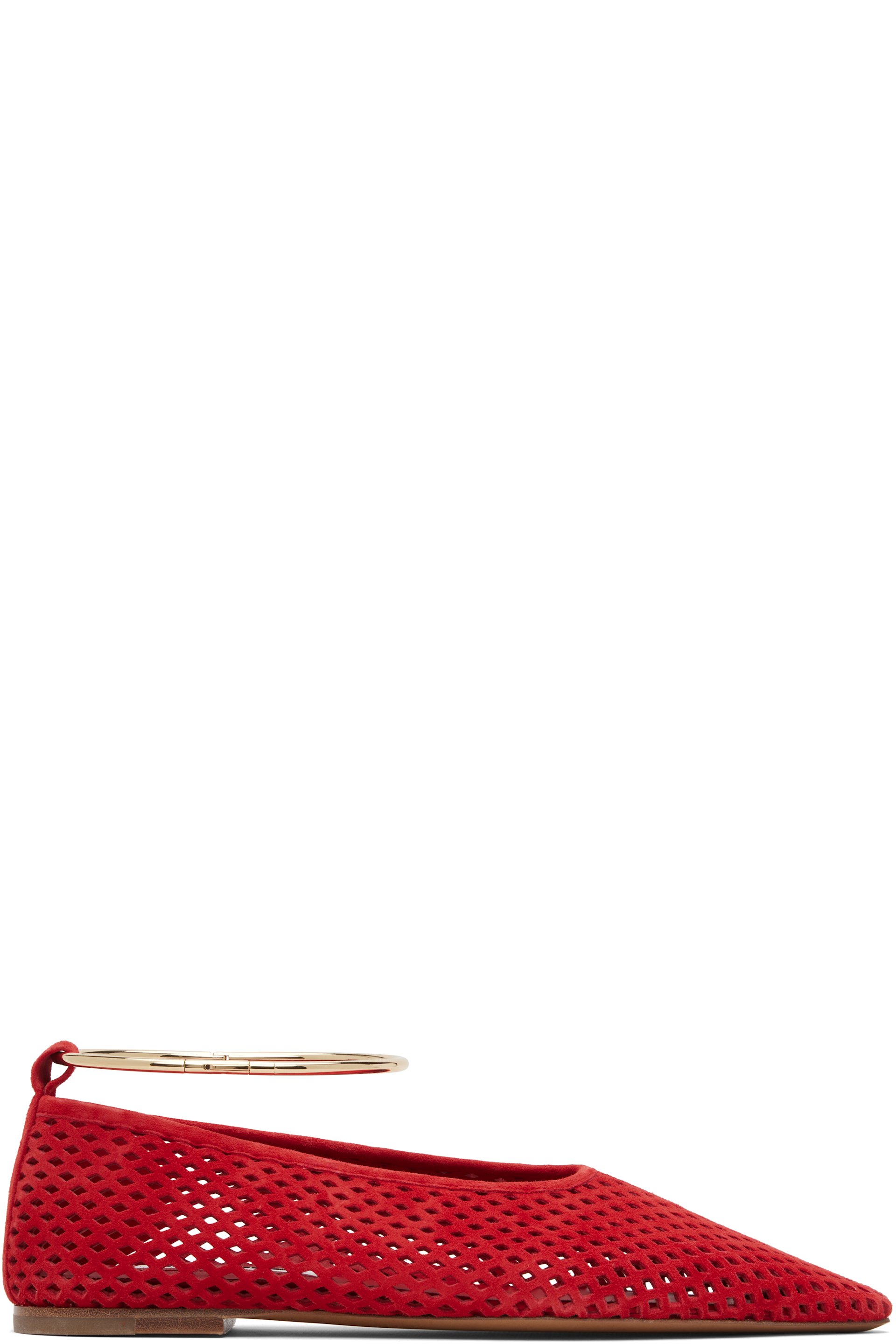 Jil Sander - Ballerines rouges à bracelet de cheville
