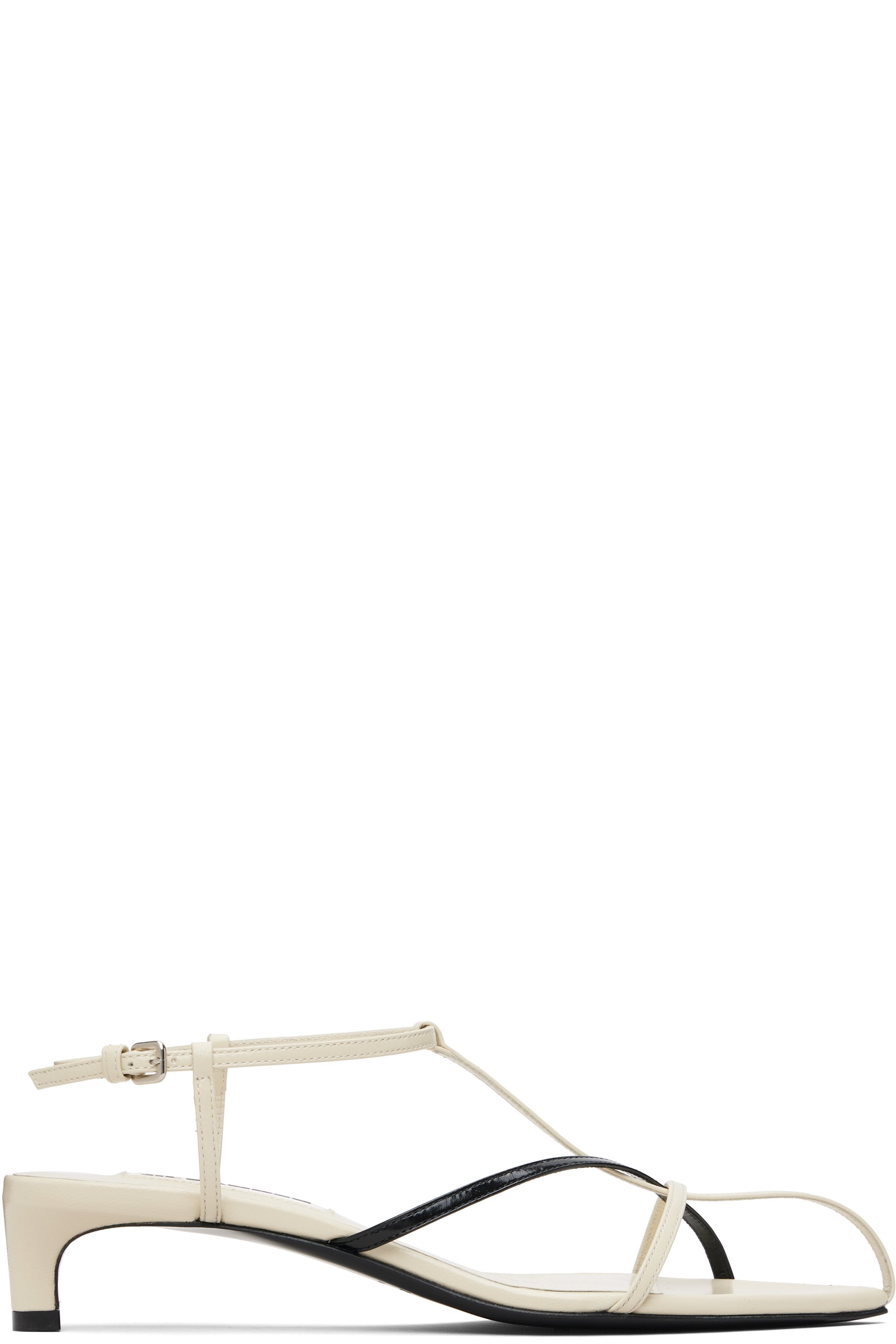Jil Sander - Sandales de style spartiate à talon blanc cassé