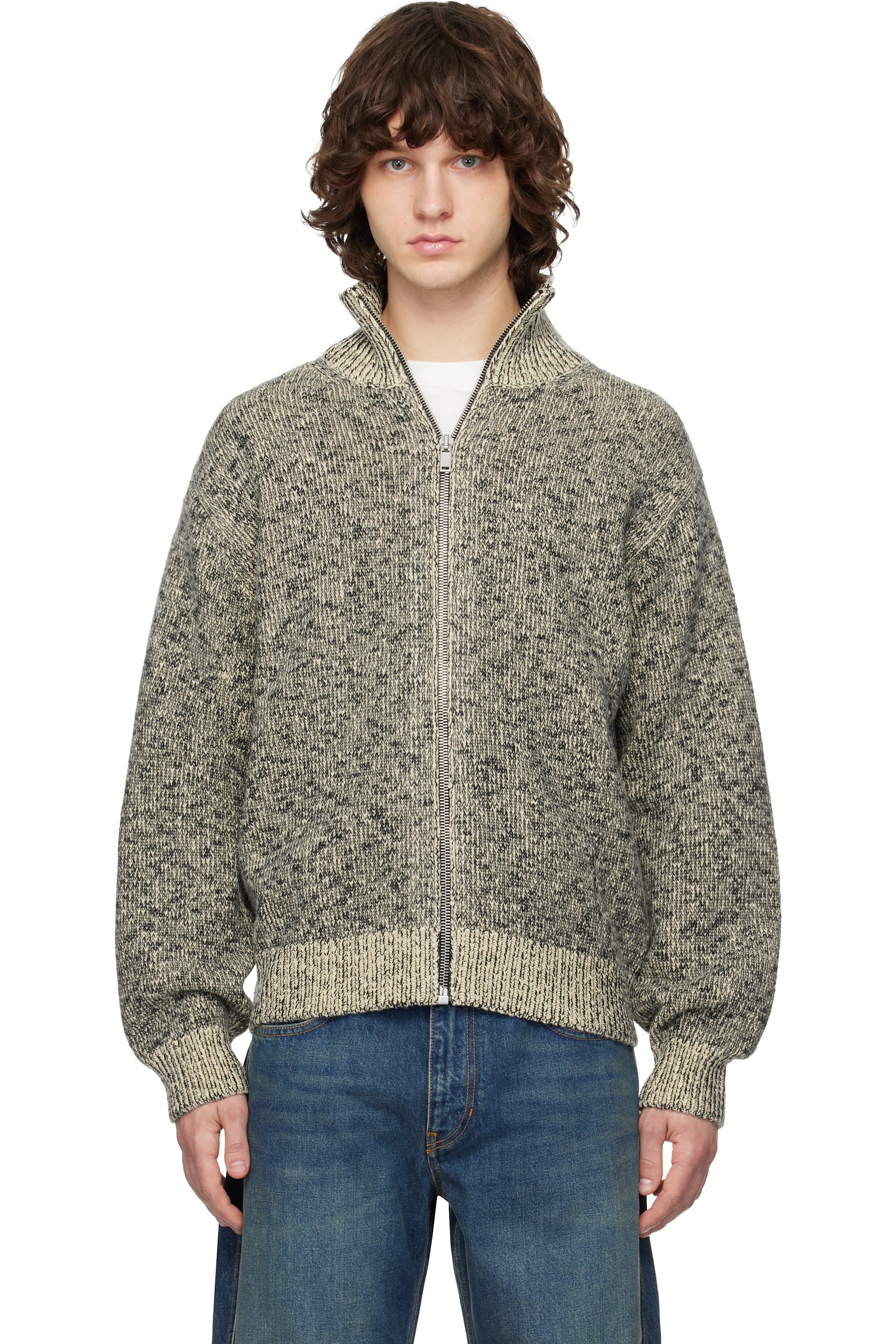 Jil Sander - Blouson de survêtement gris en tricot