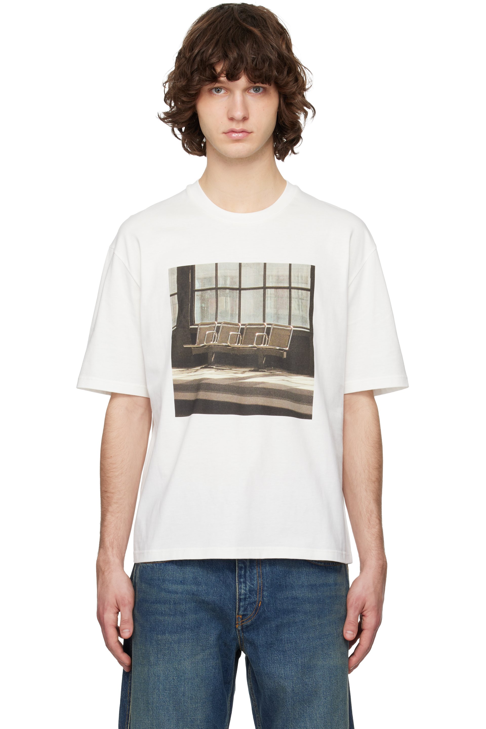 Jil Sander - T-shirt blanc cassé à imprimés