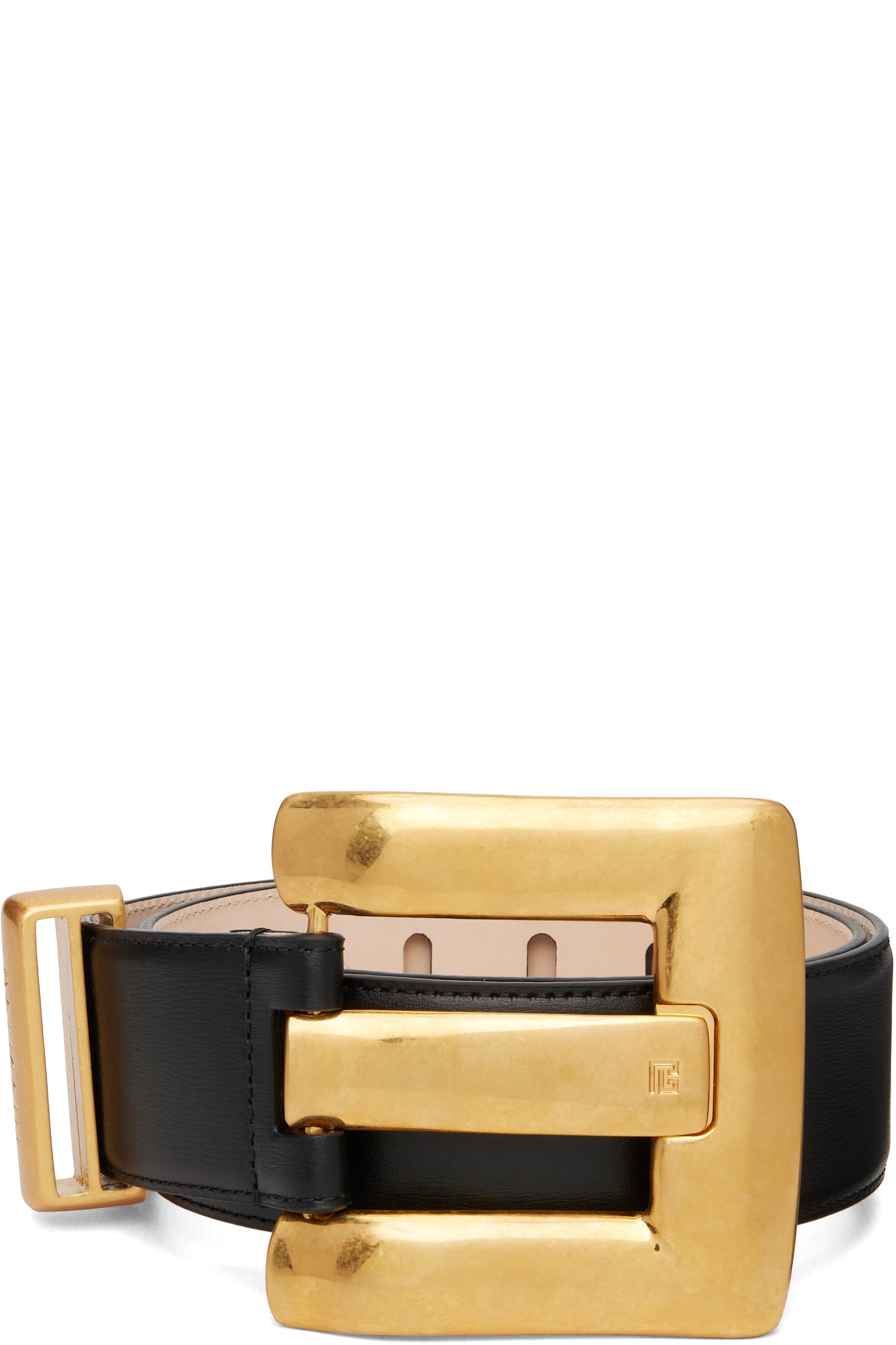Balmain - Ceinture Anthem noire en cuir de veau