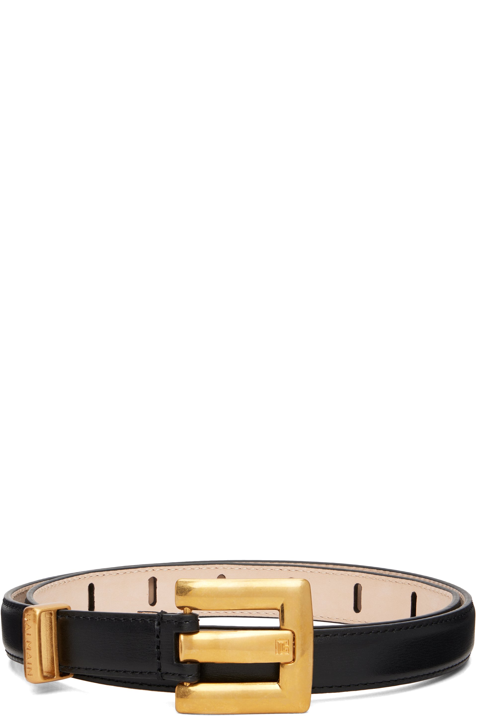 Balmain - Ceinture Anthem noire en cuir de veau