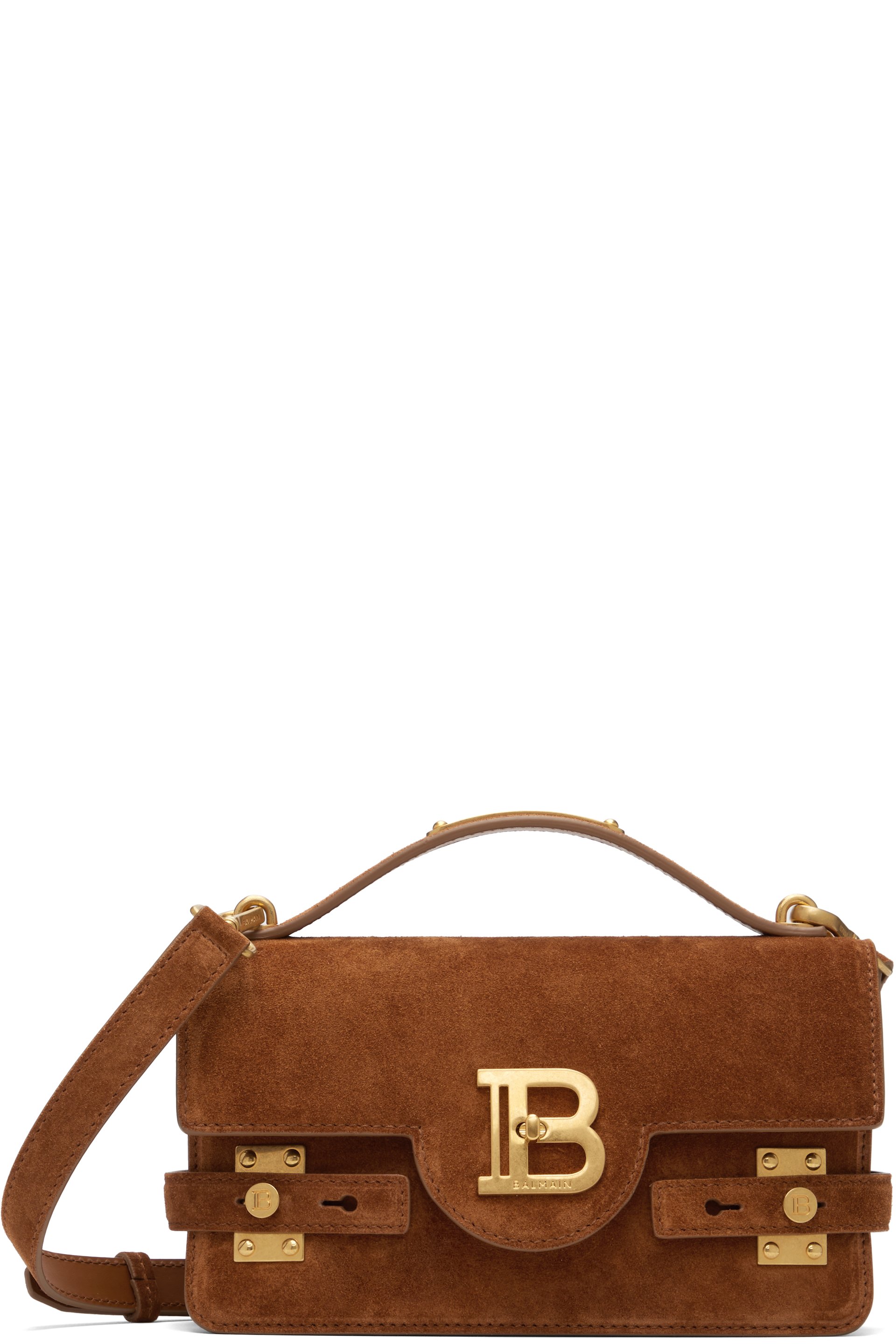 Balmain - Sac B-Buzz 24 brun clair en suède
