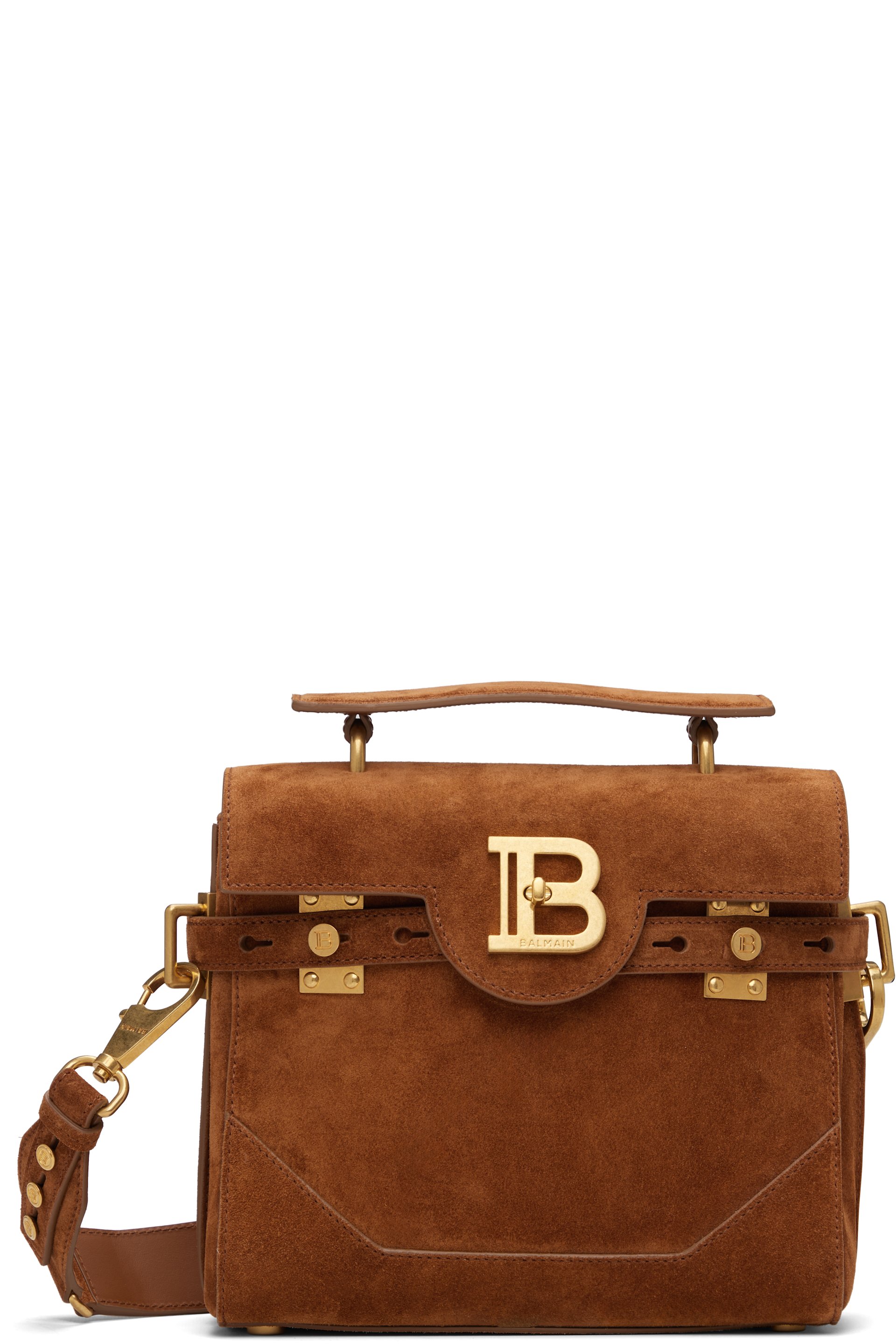 Balmain - Sac B-Buzz 23 brun clair en suède