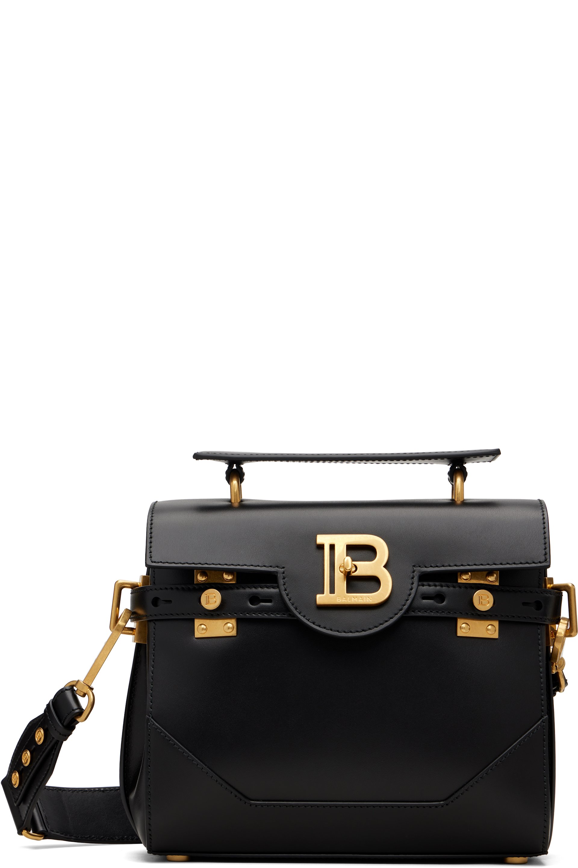 Balmain - Sac noir en cuir poli - B-Buzz