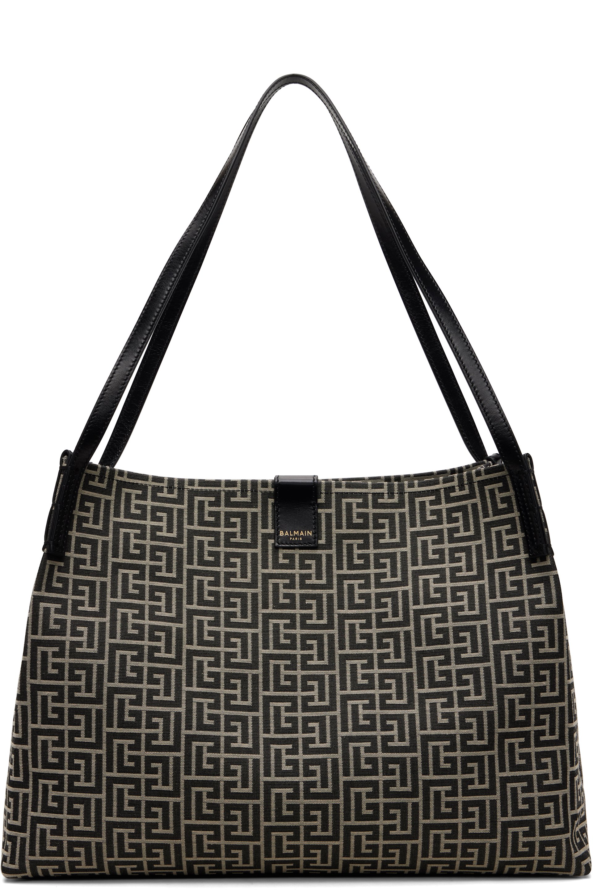 Balmain - Moyen cabas noir et blanc cassé