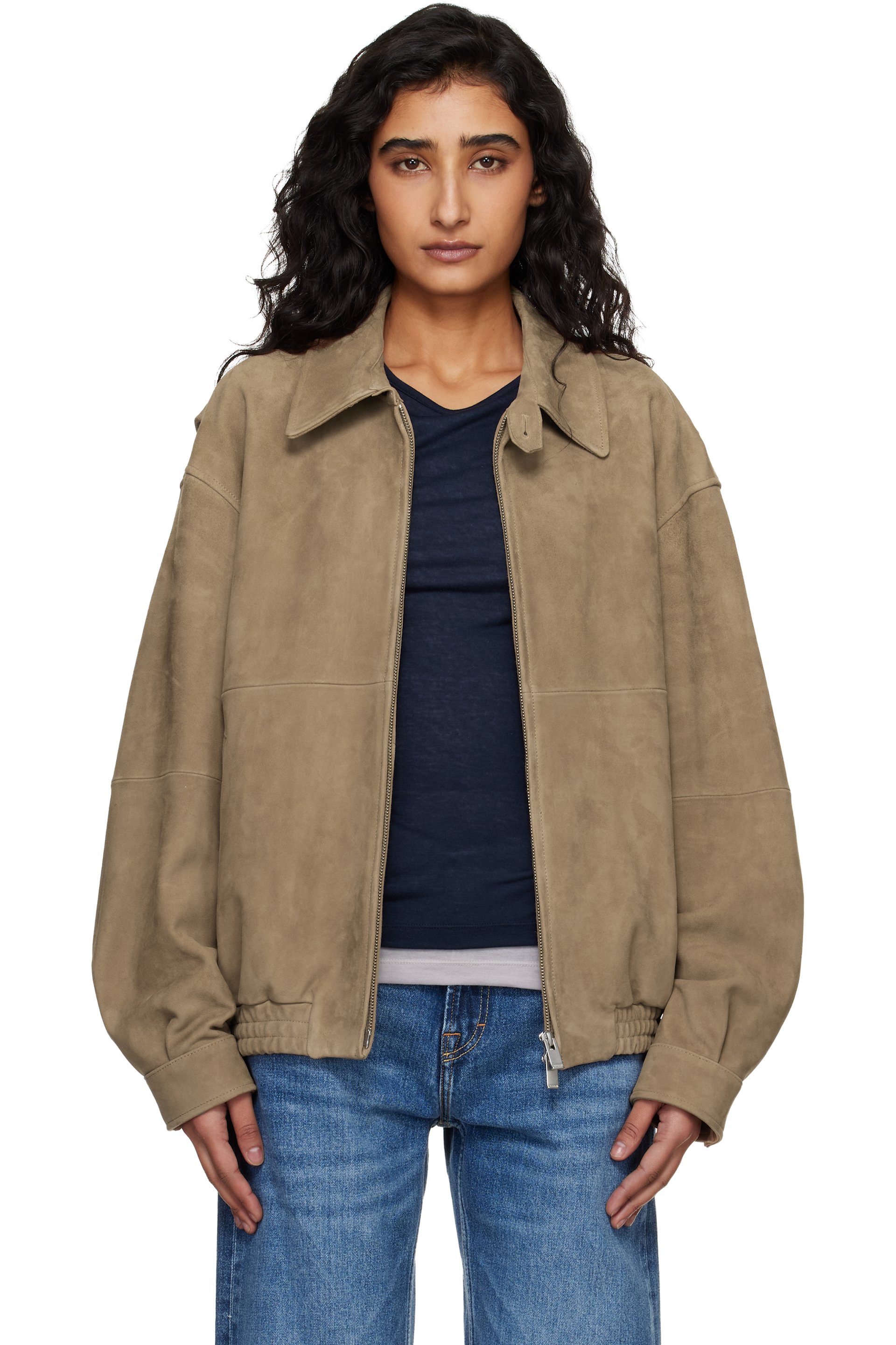 TONYWACK - Tan Goat Suede Relaxed Bomber Jacket