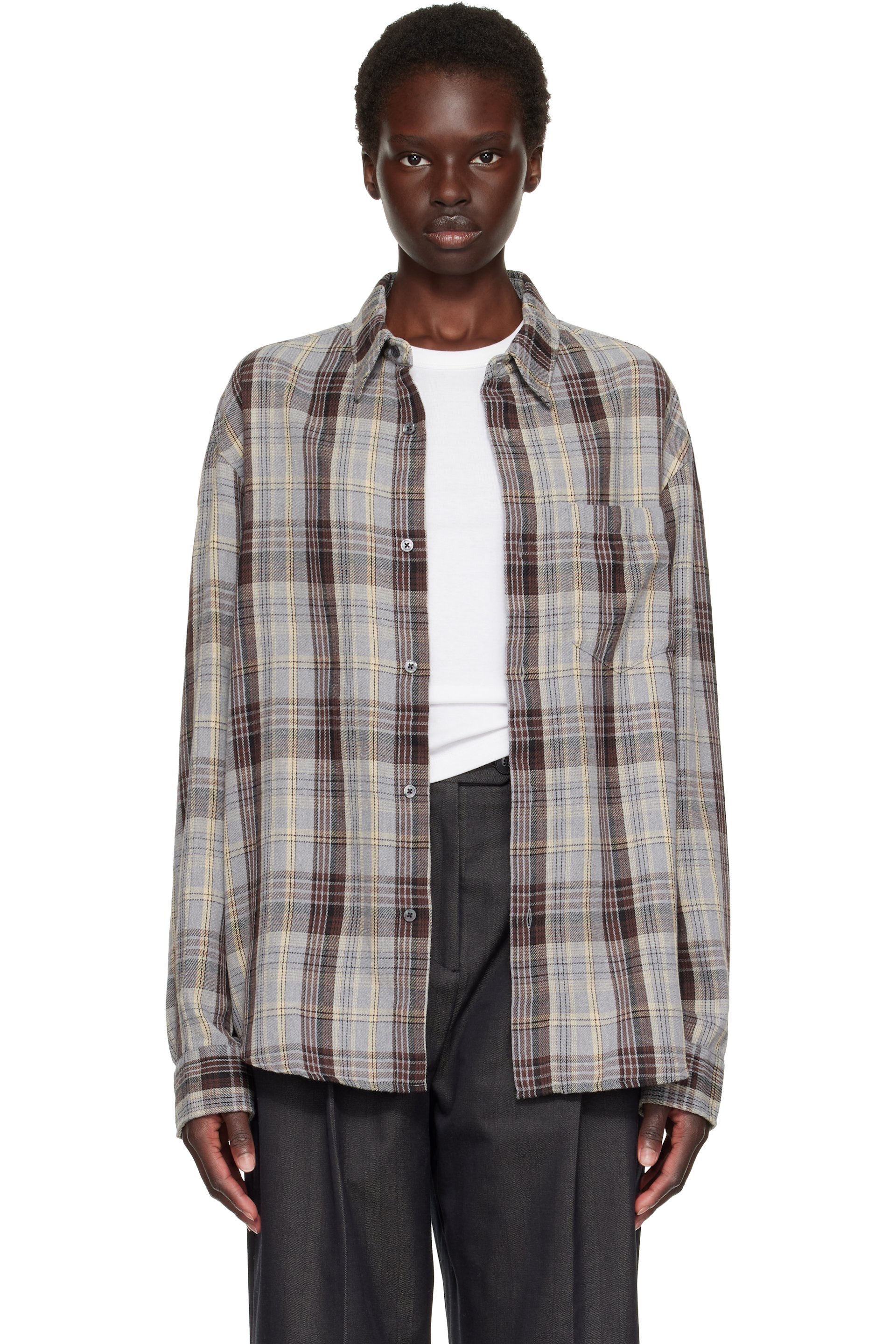 TONYWACK - Gray & Brown Flannel Shirt