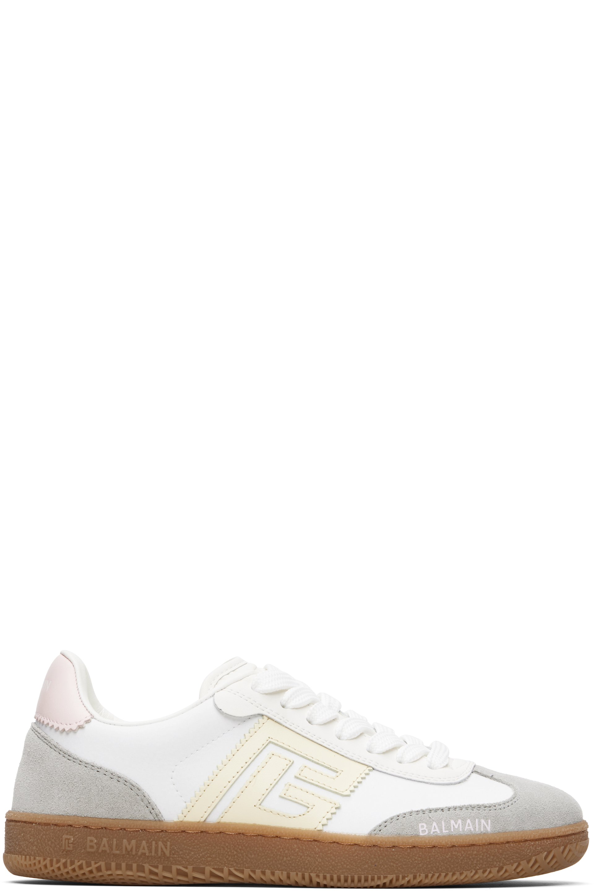 Balmain - Baskets Swan blanches en suède et en nylon