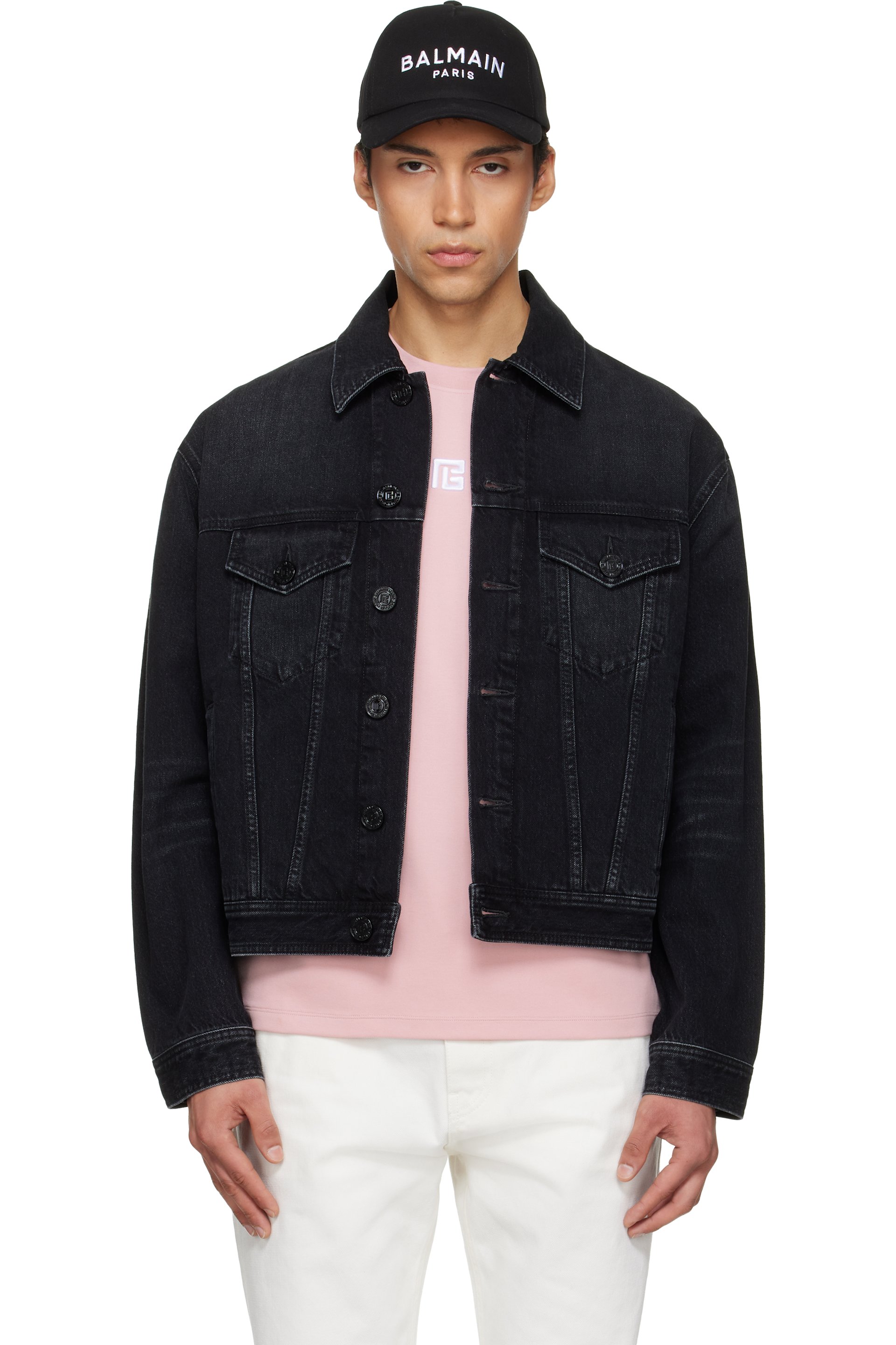 Balmain - 黑色褪色牛仔夹克