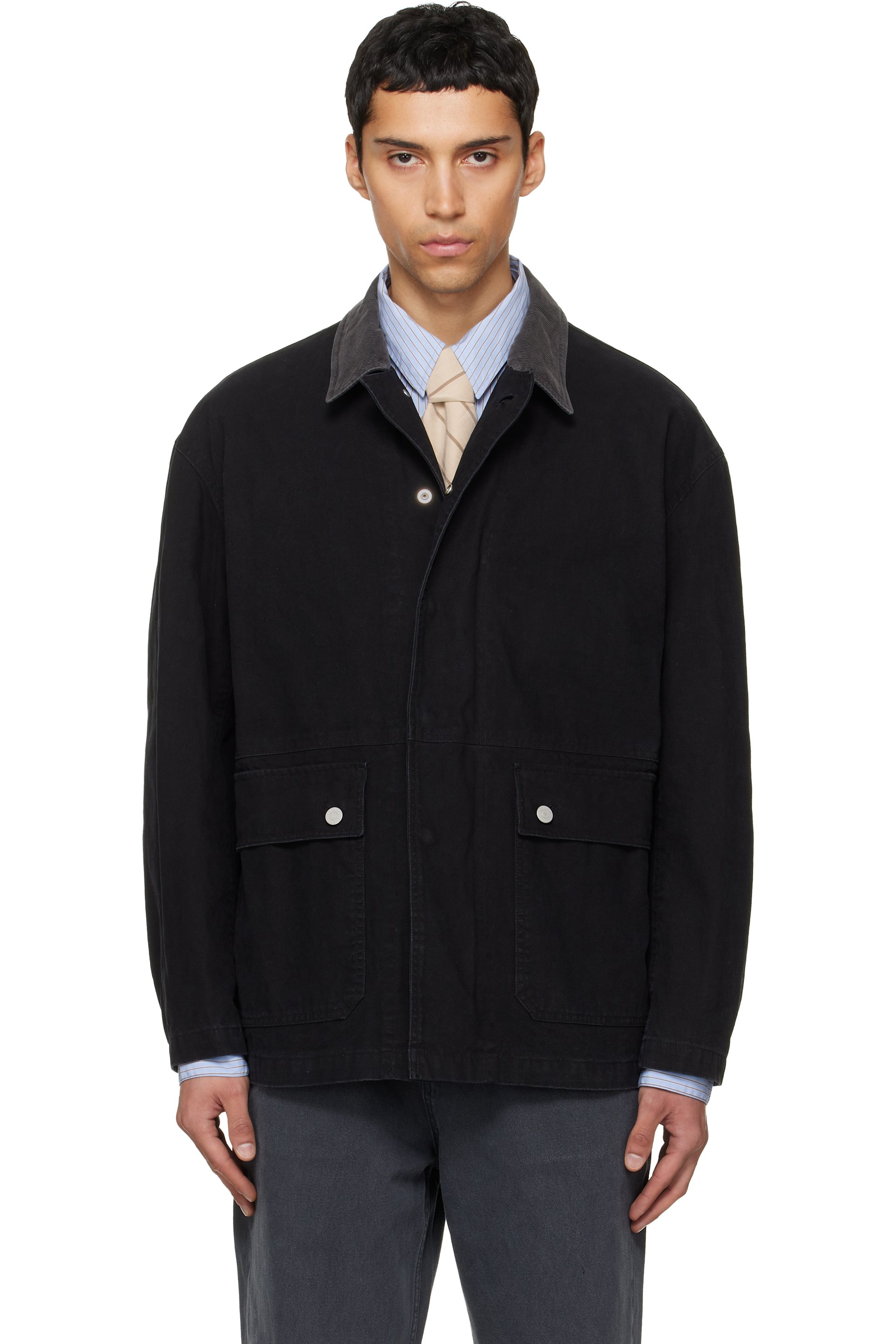 TONYWACK - Black Garment Washed Barn Jacket