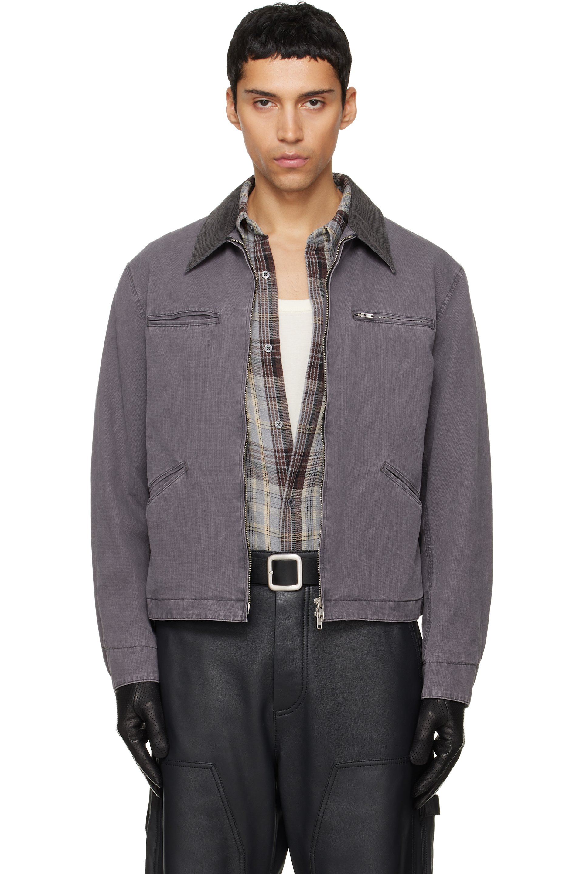TONYWACK - Navy Garment Washed Zip Work Jacket