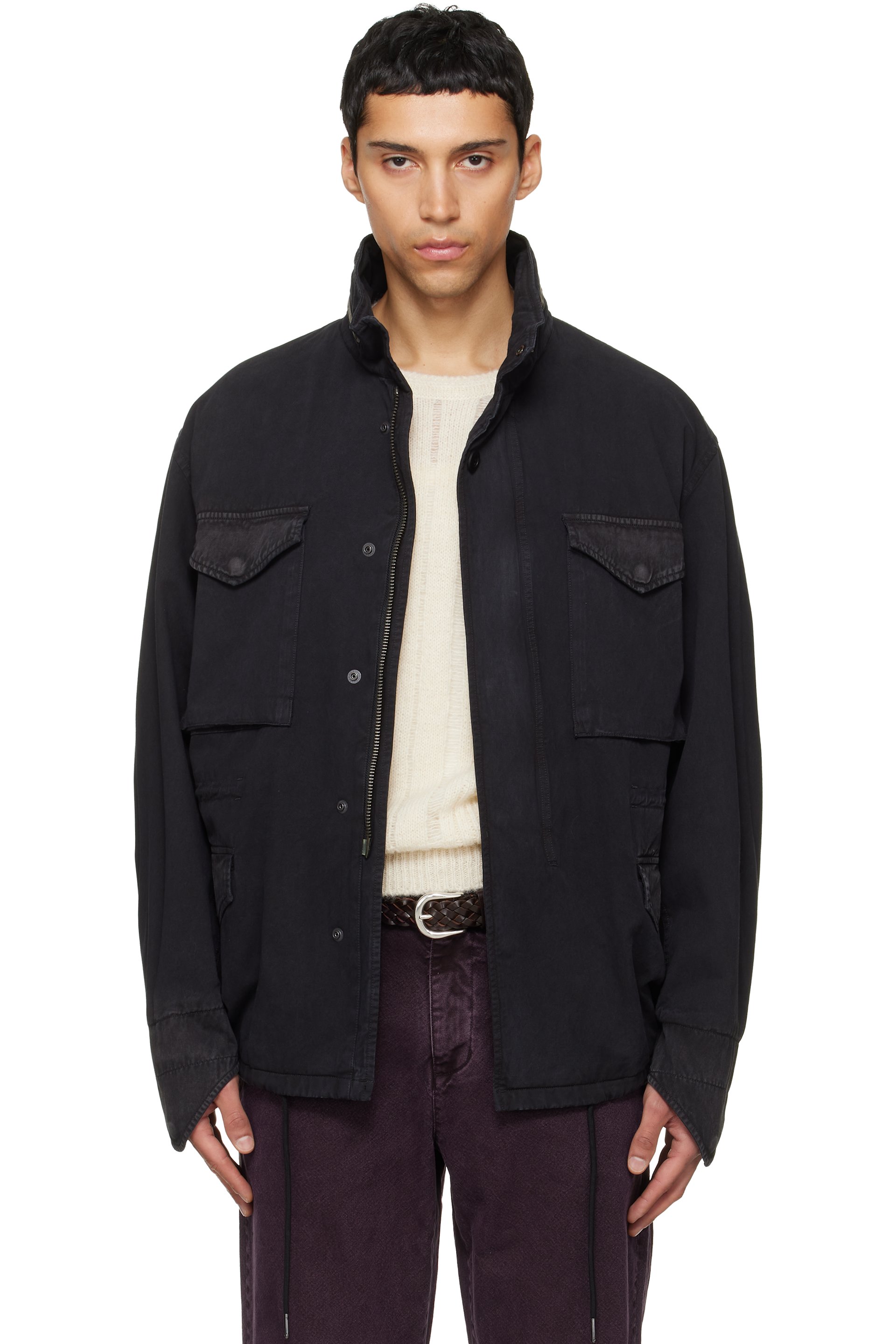 TONYWACK - Black Garment Dyed Cotton Field Jacket