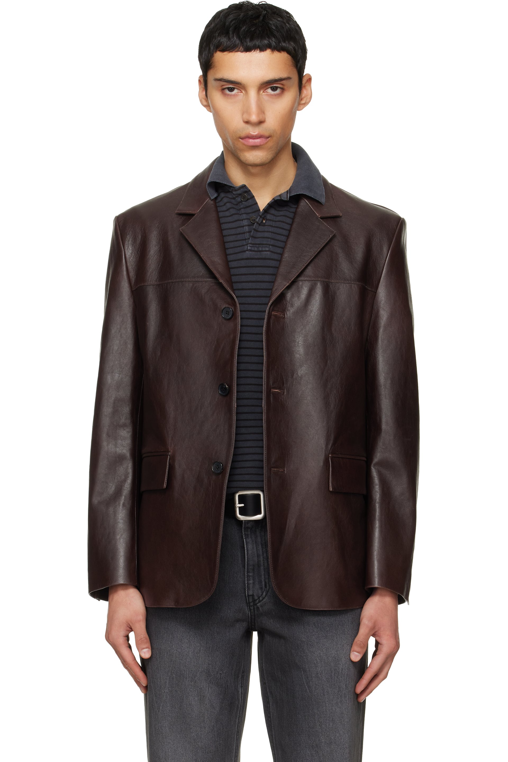 TONYWACK - Brown Vegetable Lamb Leather Blazer