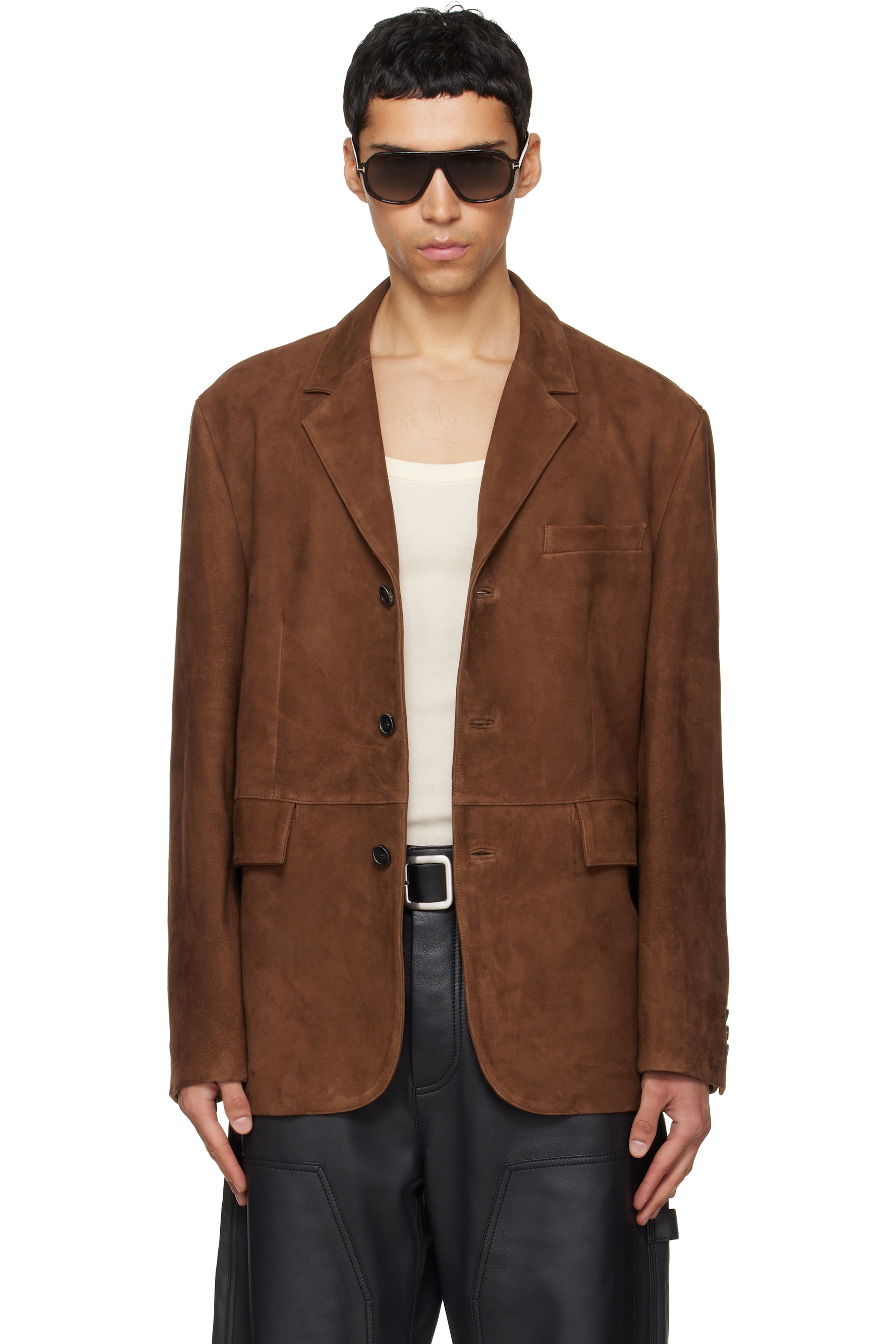 TONYWACK - Brown Tailored Suede Blazer
