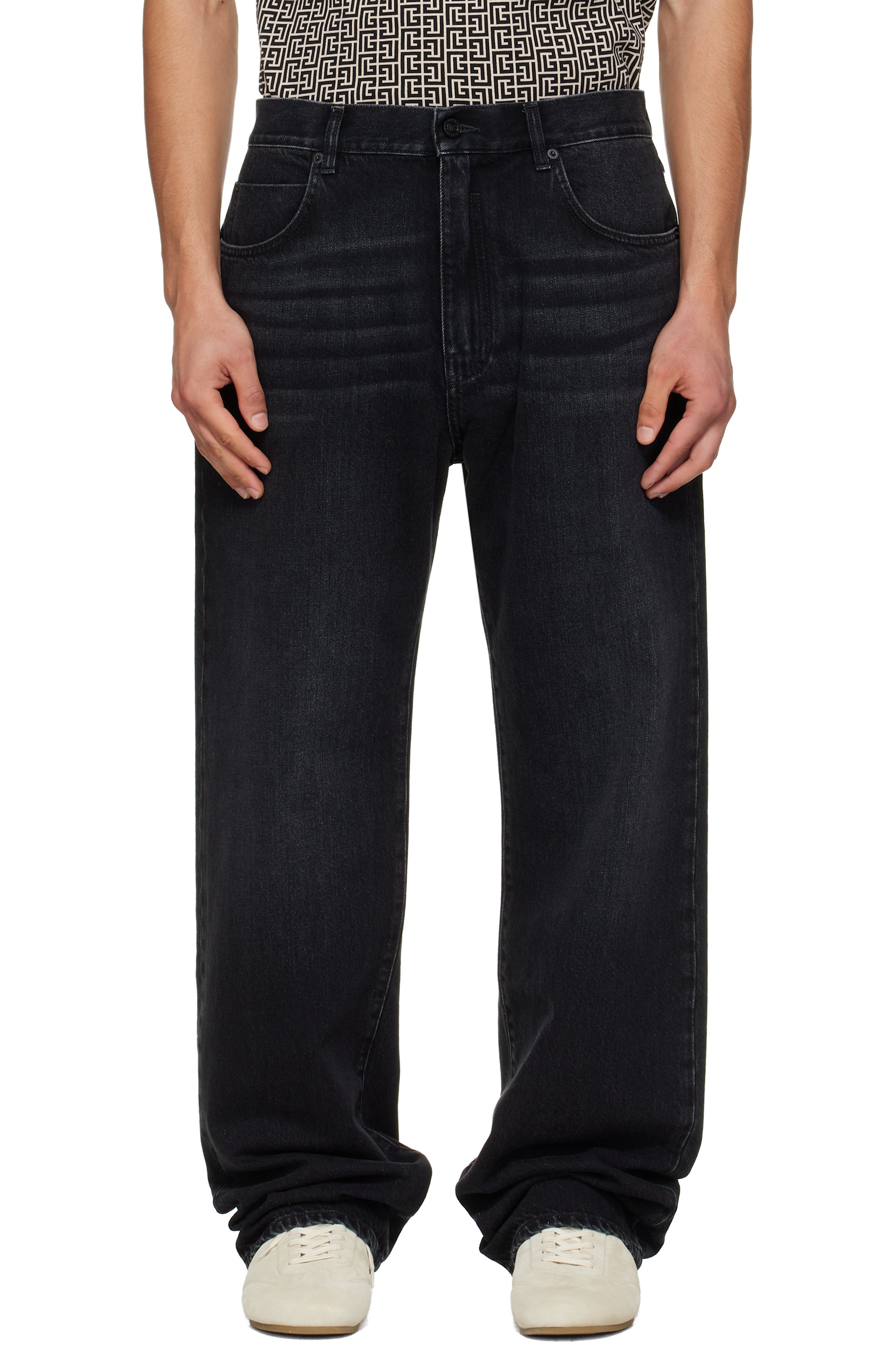 BALMAIN: Black Loose Jeans | SSENSE