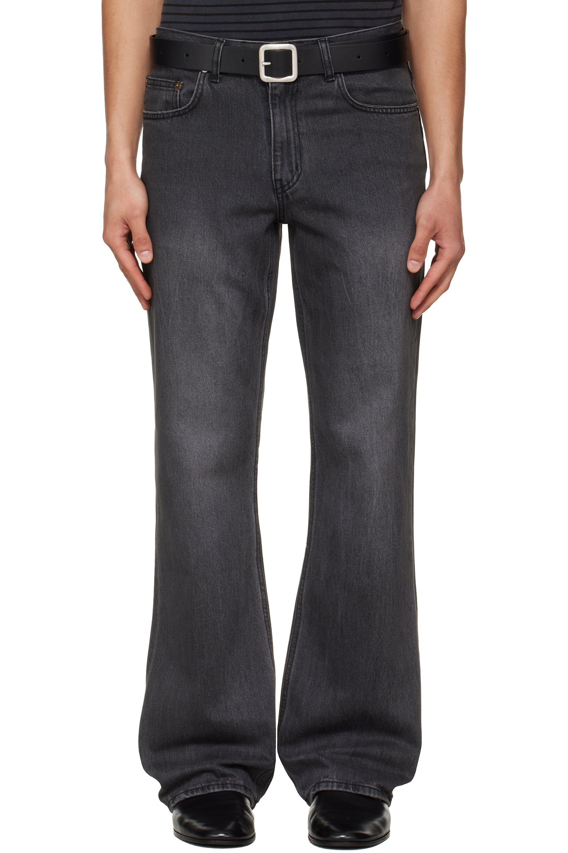 TONYWACK - Black Flared-Leg Distressed Jeans