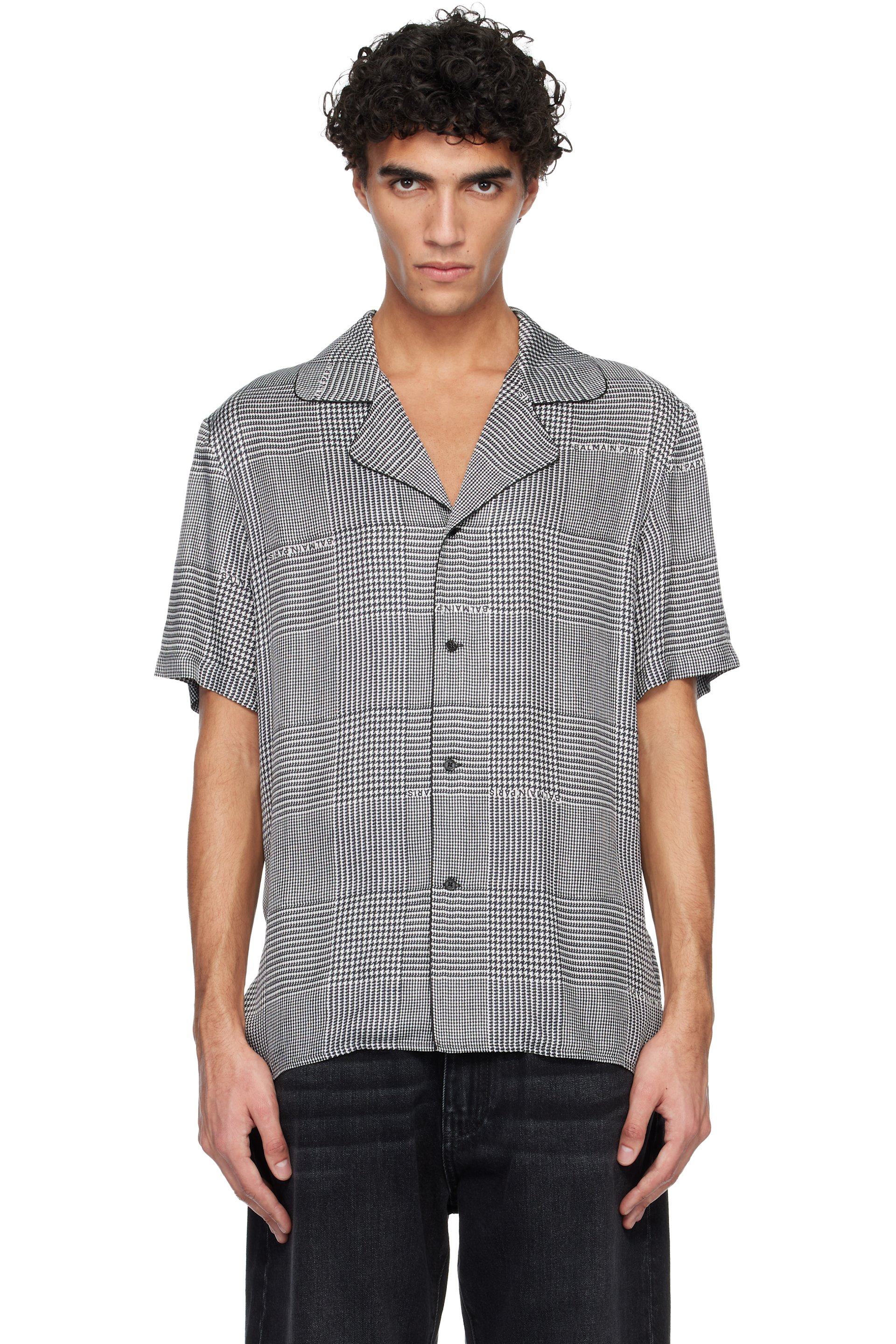Balmain - 黑色 Pyjama Printed Prince of Wales 衬衫