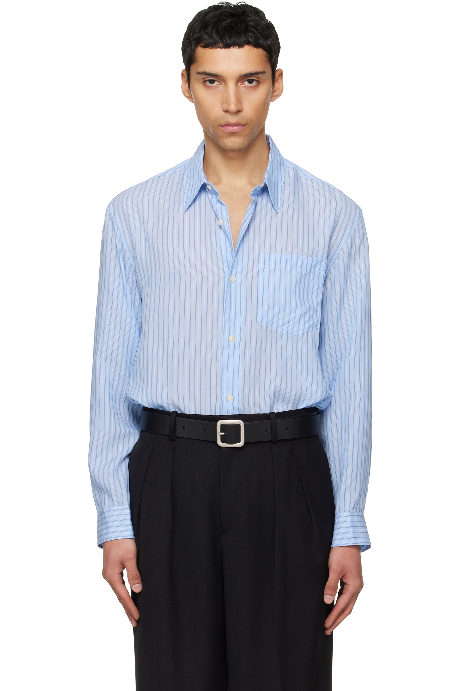 TONYWACK - Blue Striped Lyocell Shirt