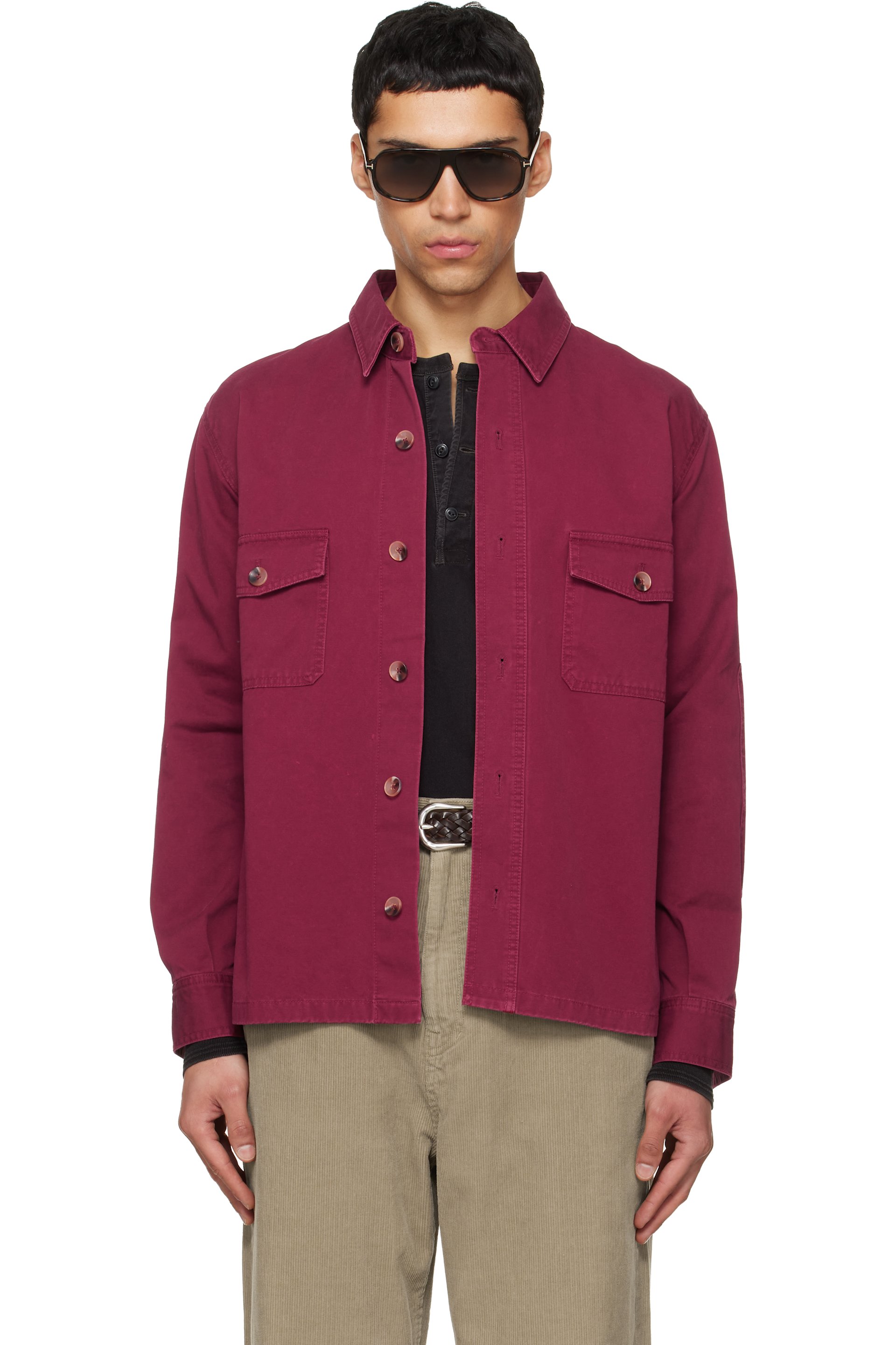 TONYWACK - Red Washed Cotton Twill Overshirt