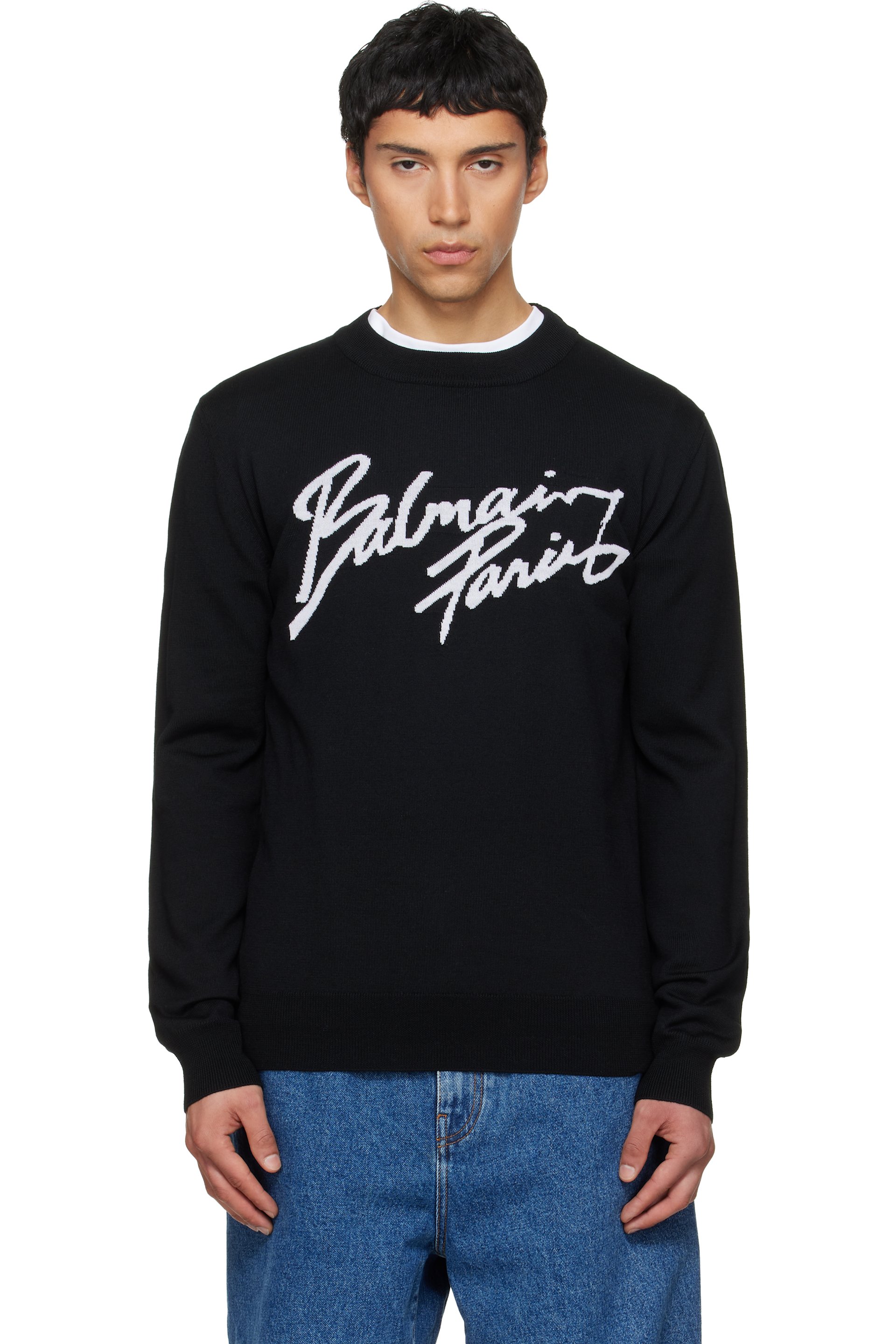 BALMAIN - Black Merino Wool Sweater