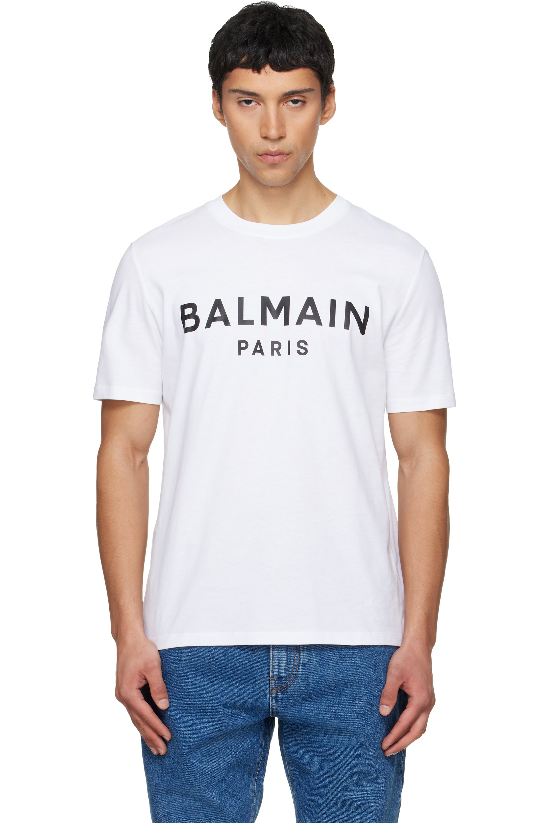 BALMAIN - White 'Balmain Paris' Print T-shirt